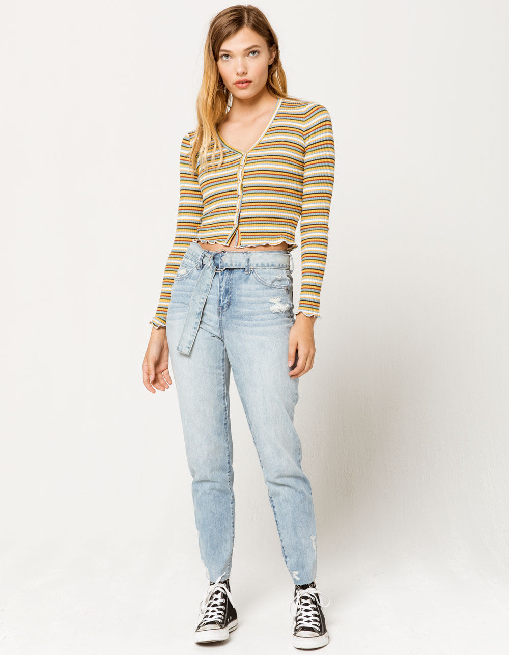 SKY AND SPARROW Stripe Womens Knit Top
