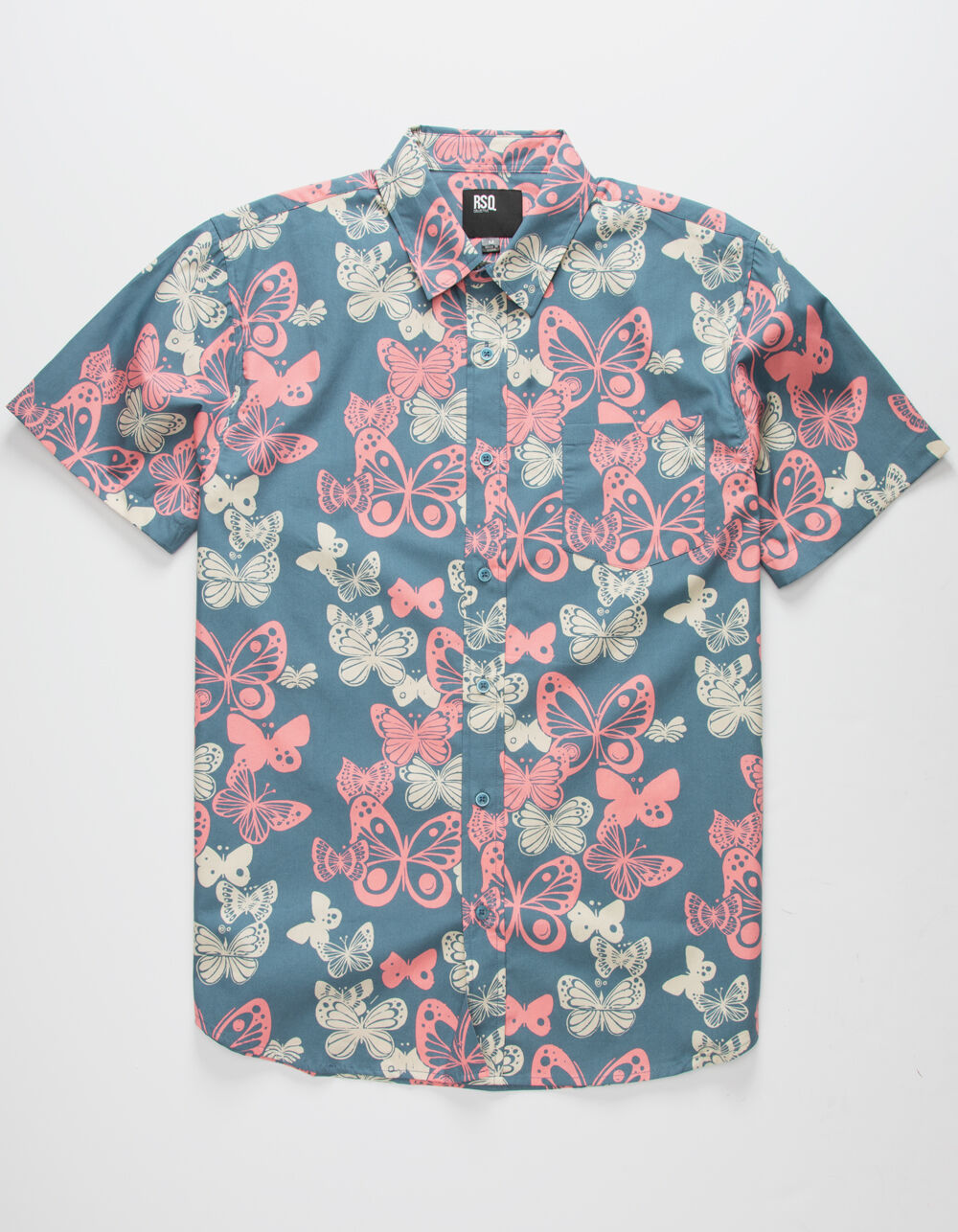 RSQ Butterflies Mens Button-Up Shirt - BLUE | Tillys
