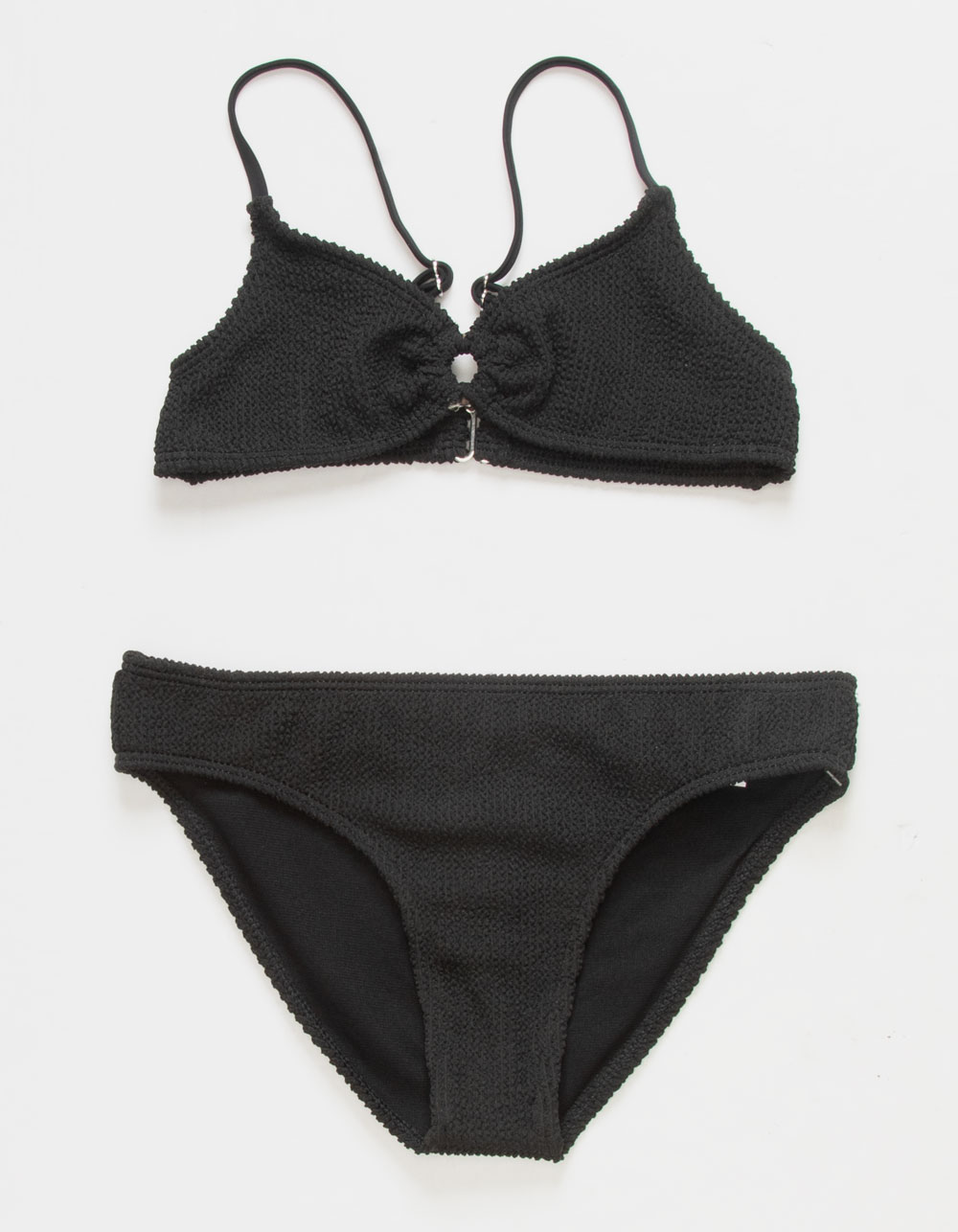 RSQ Girls Crinkle Ring Bralette Bikini Set - BLACK | Tillys