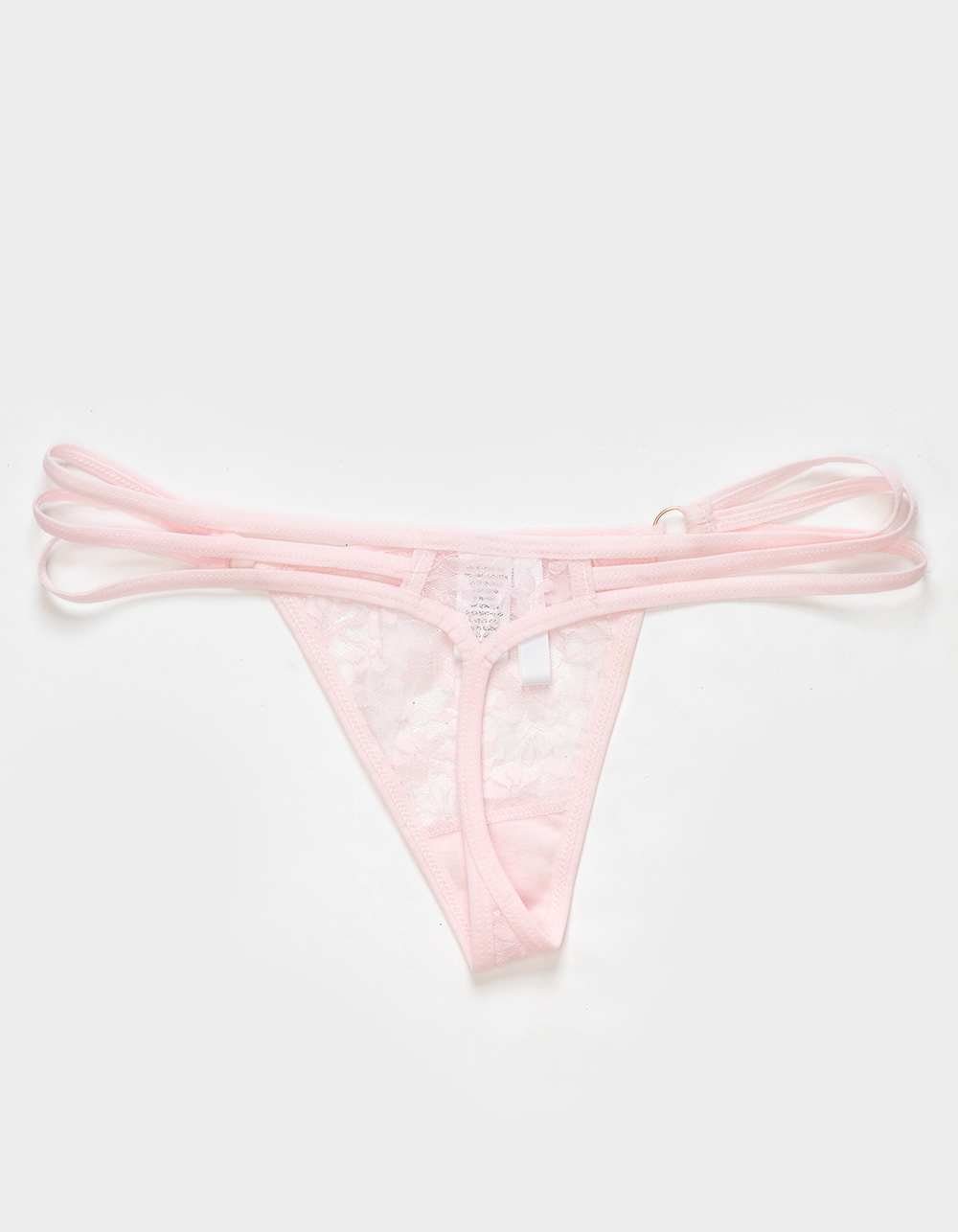Ardene Lace Thong with Rosebud Detail in Light Pink, Size, Nylon/Spandex