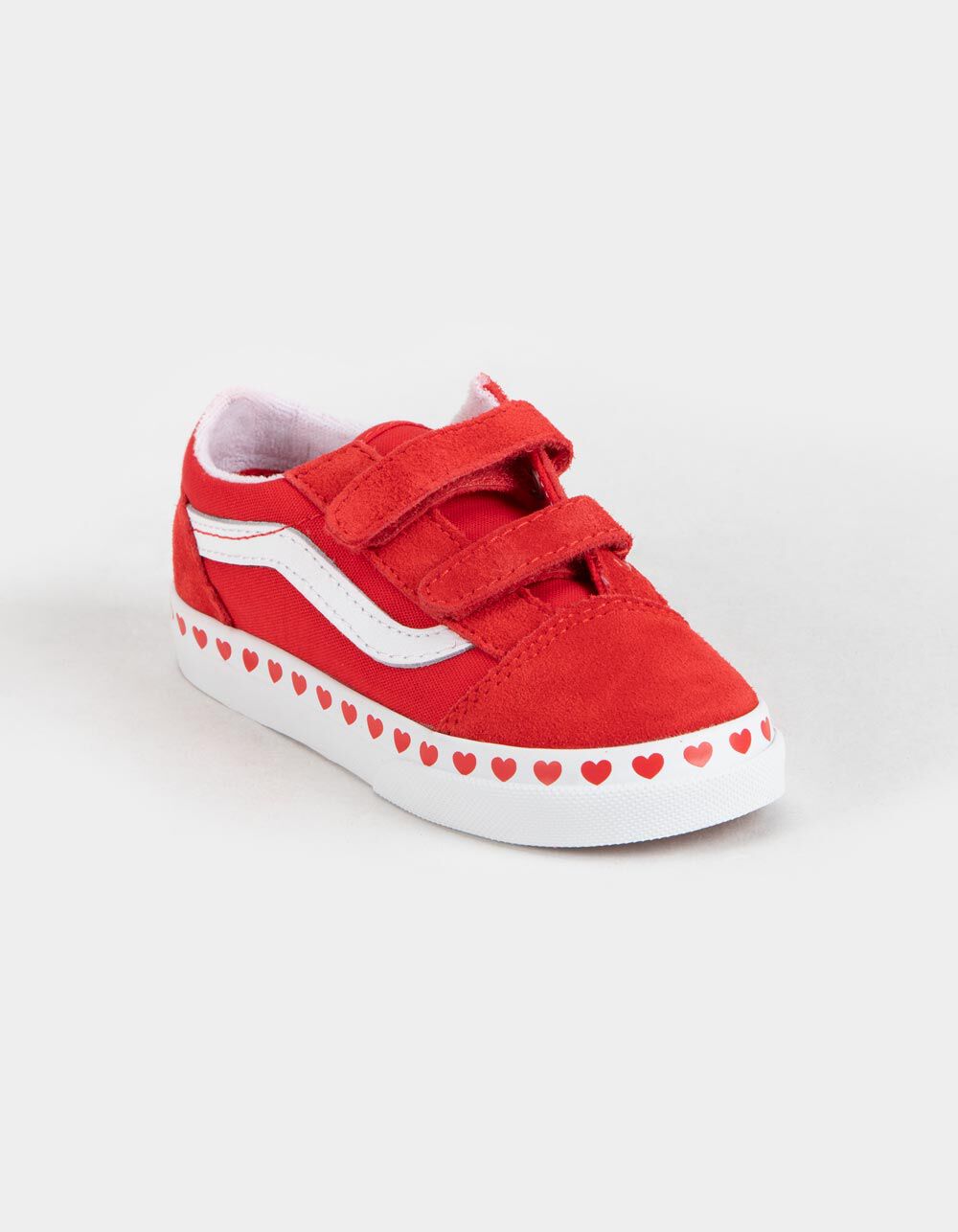 VANS Toddler Heart Foxing Old Skool Velcro Shoes - RED/TRUE WHITE | Tillys