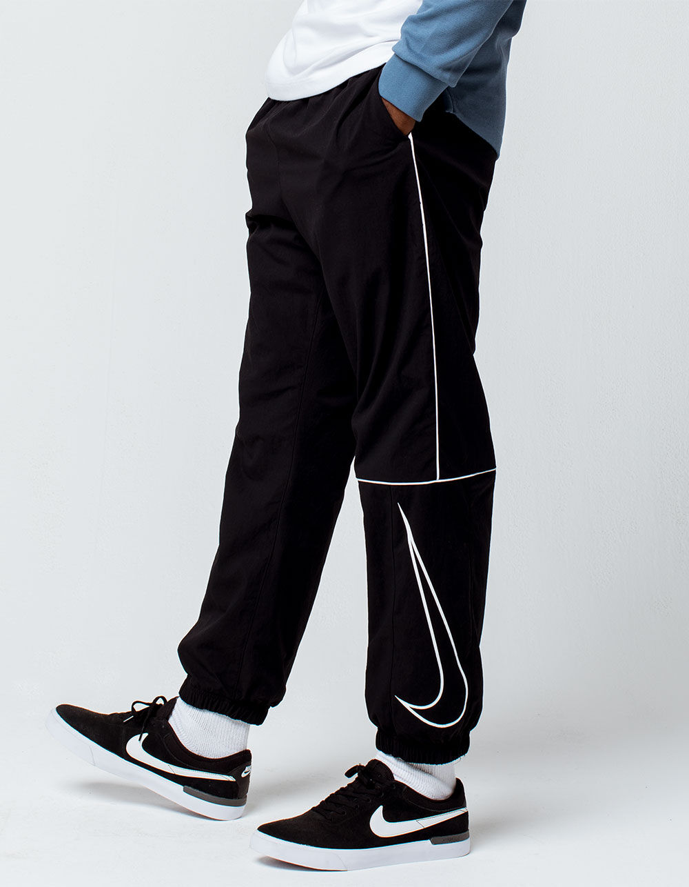 Nike Black Swoosh Tape Track Pants for Men