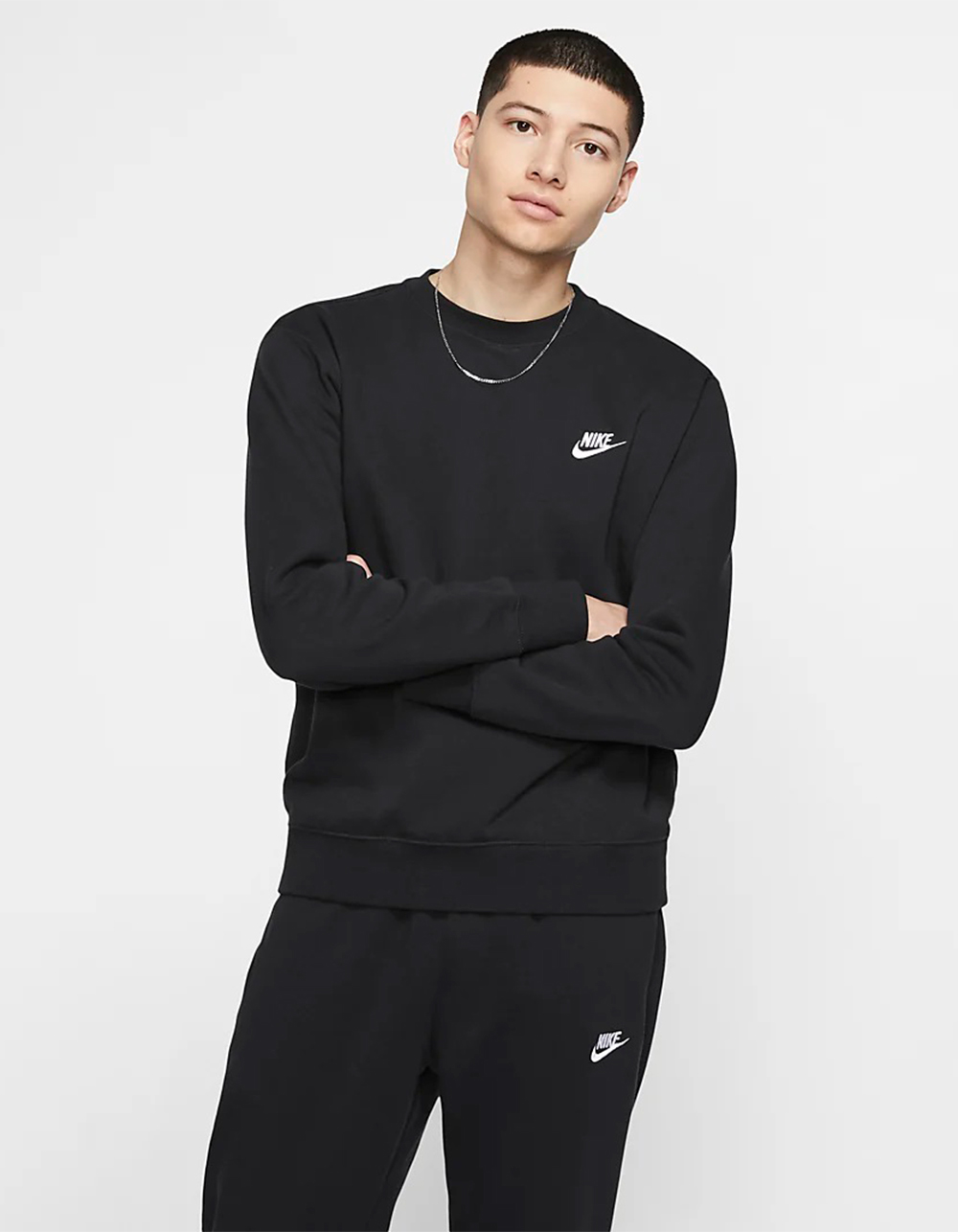 NIKE Sportswear Club Fleece Mens Crewneck Sweatshirt - BLACK
