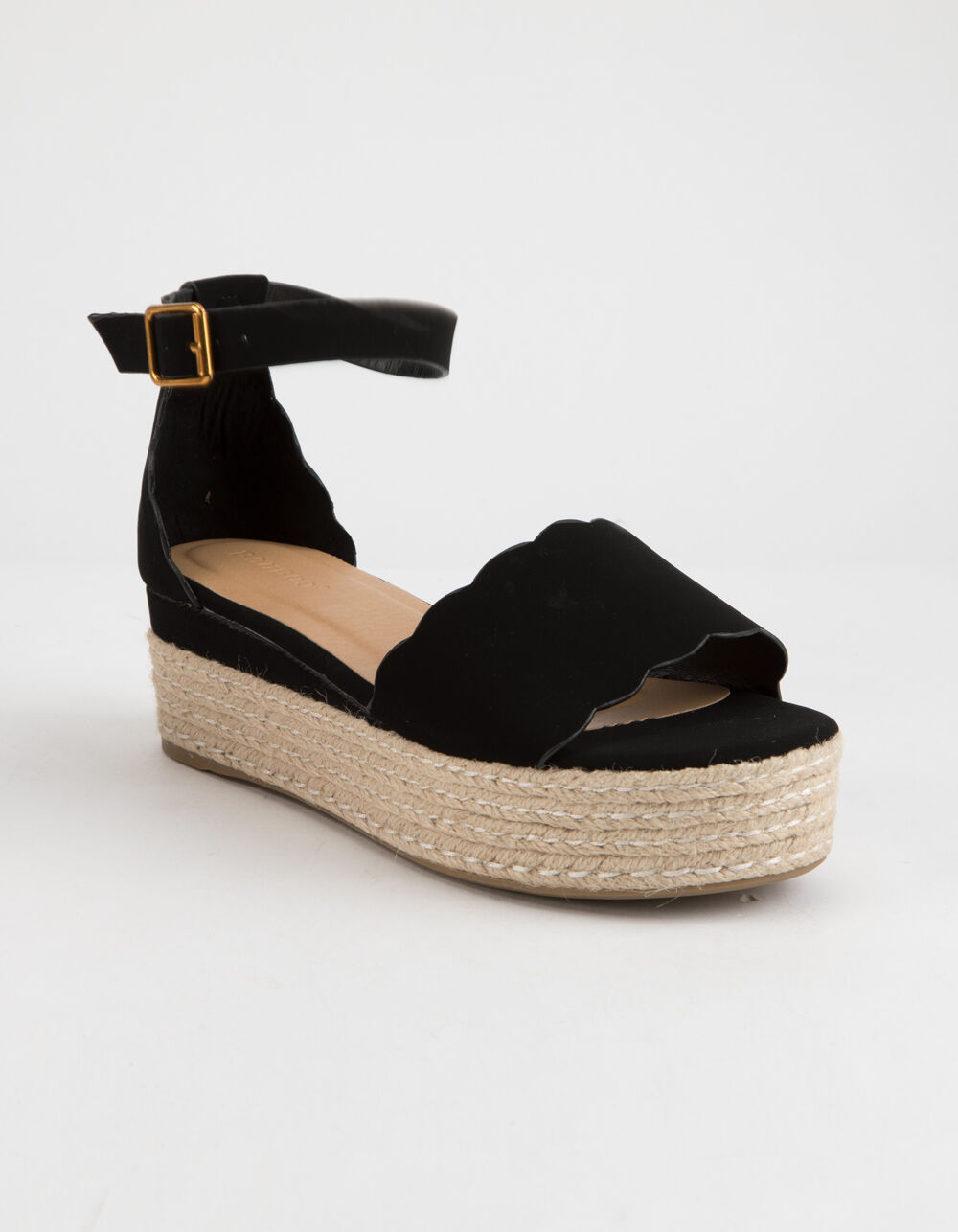 BAMBOO Scallop Espadrille Black Womens Platform Sandals - BLACK | Tillys