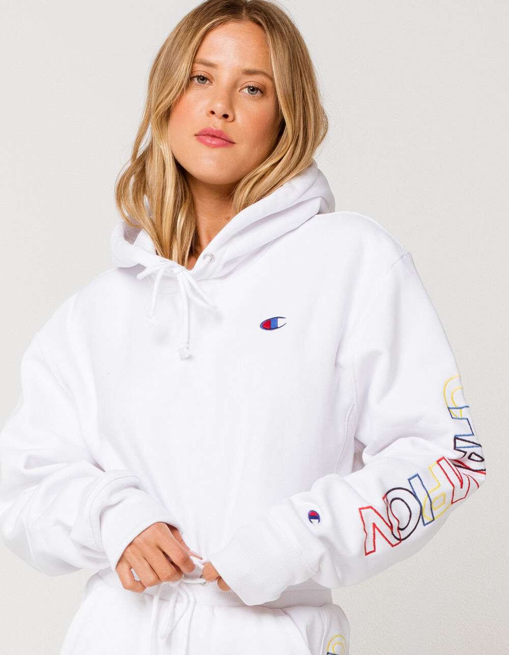 CHAMPION Reverse Weave Womens Cropped Hoodie - WHITE | Tillys
