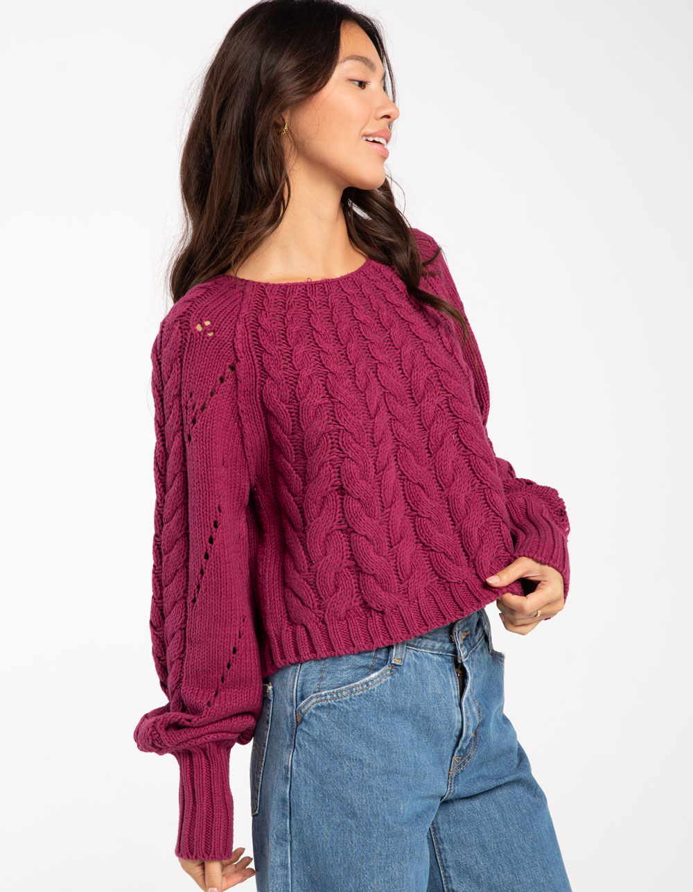 Free People Sandre Pullover In Dreamy Mulberry