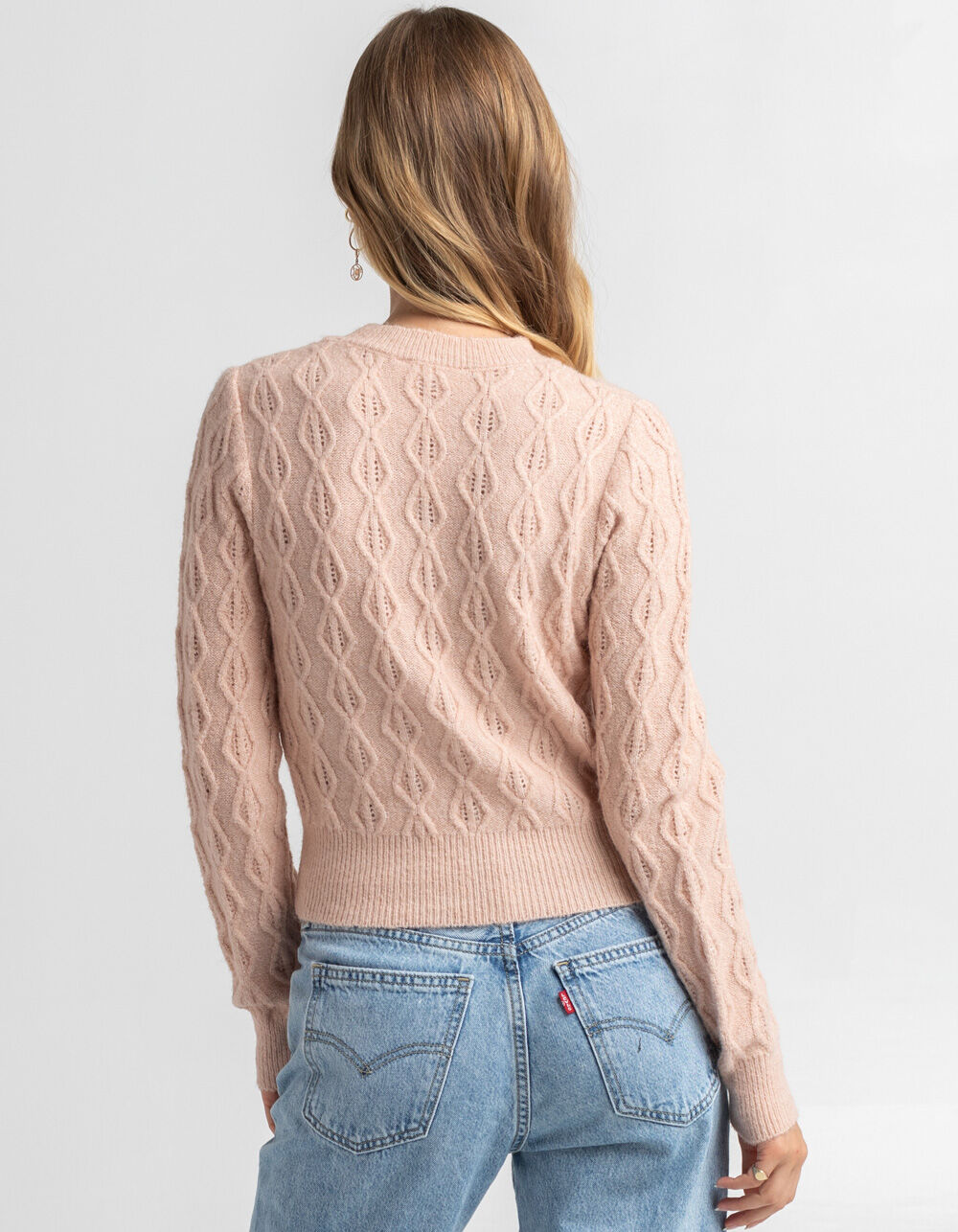 Lav vej Afsky Metal linje ELODIE Pointelle Womens Sweater - ROSE | Tillys
