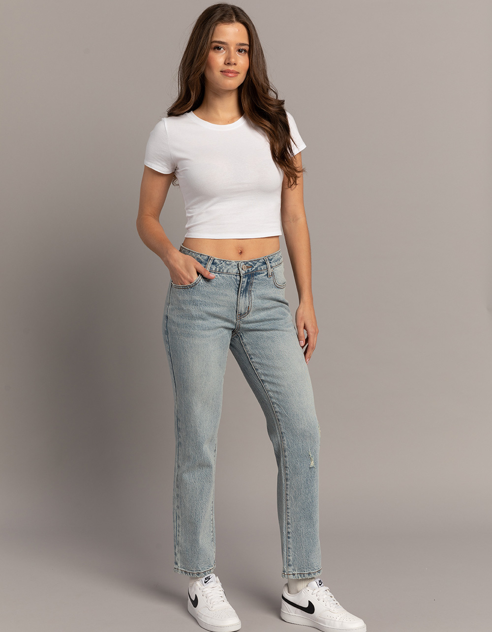 8QIDA Jeans Women Straight Ankle Jeans Low Waisted Trousers Seamless Pants  Gradient with Drawstring Work Jeans Blue at  Women's Jeans store
