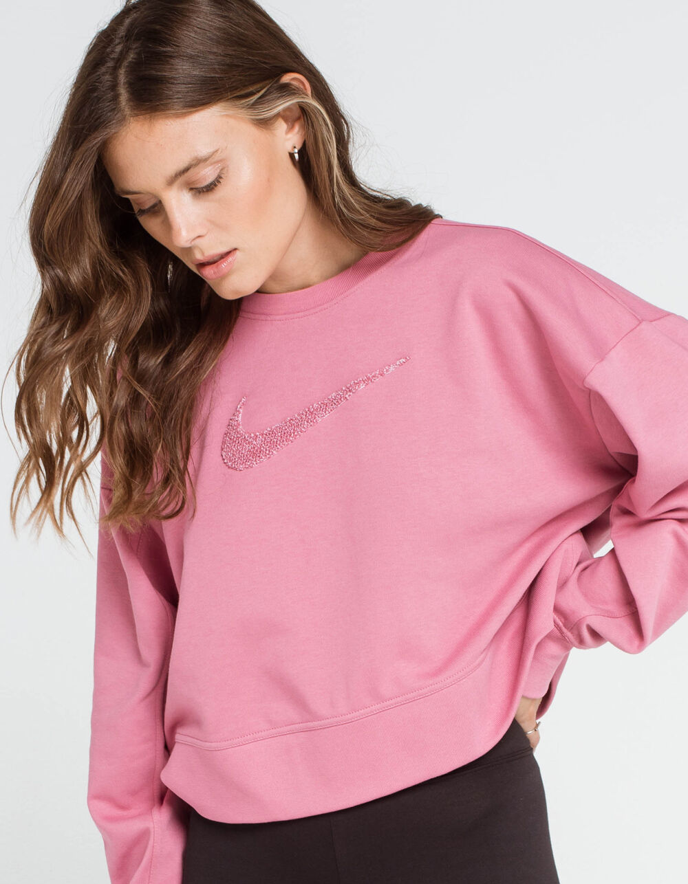 NWT Nike Drifit Womens Graphic Get Fit Crewneck Sweatshirt Size 2X Pink  White