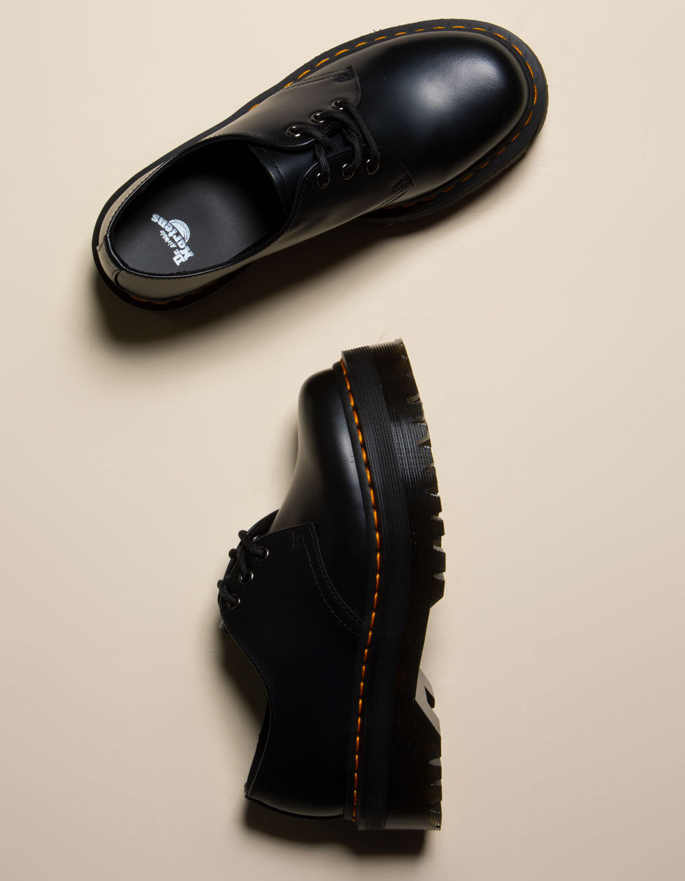 Dr. Martens 1461 Quad Smooth Leather Platform Shoes - Black - 8
