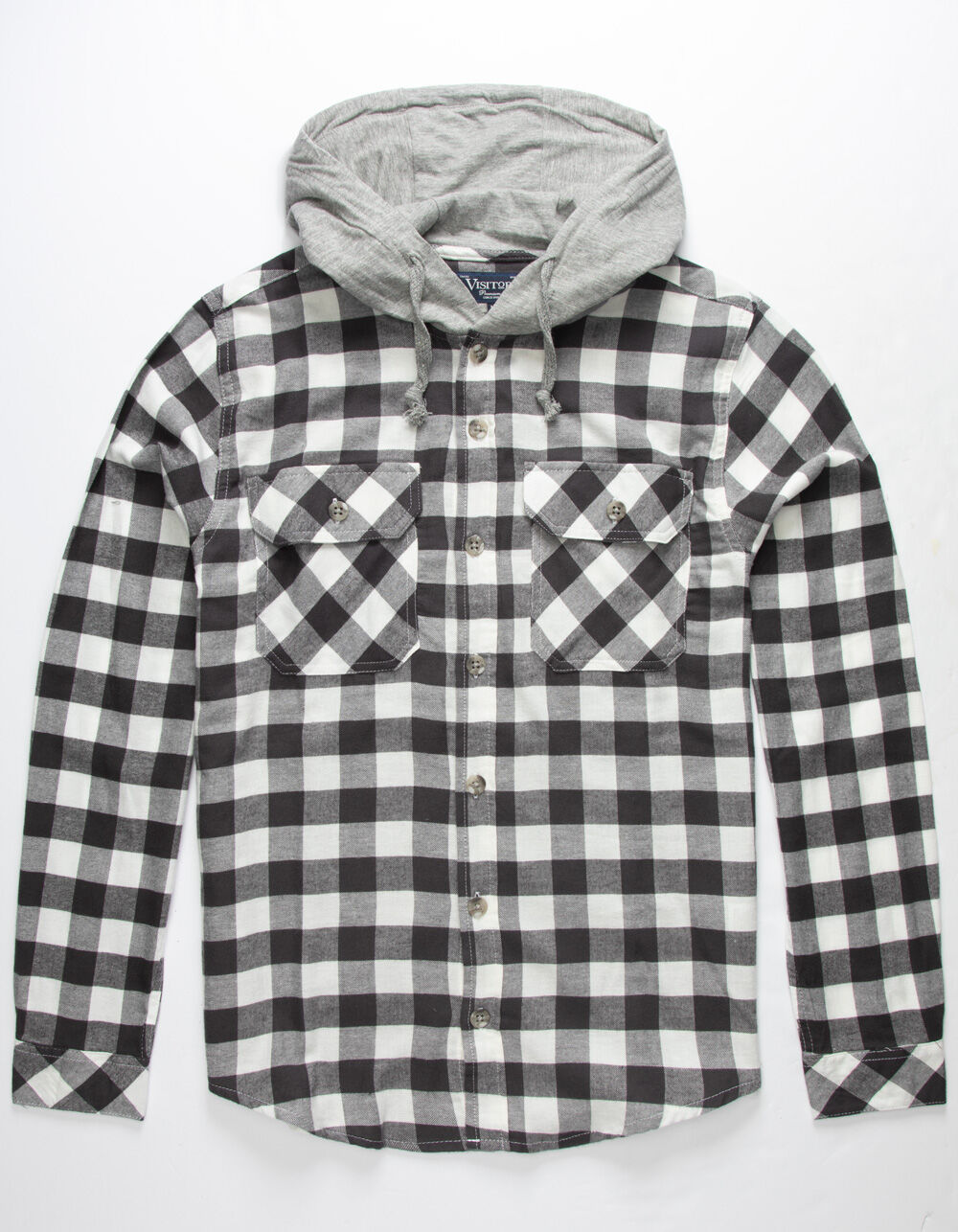 VSTR Checkered Black & White Mens Hooded Flannel - BLK/WHT | Tillys