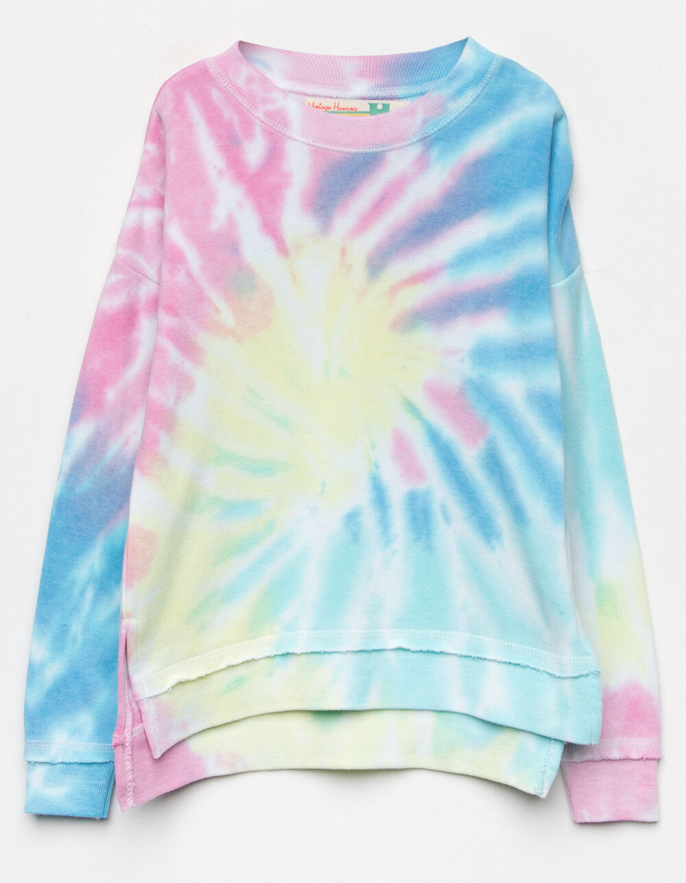 VINTAGE HAVANA Candy Swirl Tie Dye Girls Crew Sweatshirt - MULTI | Tillys