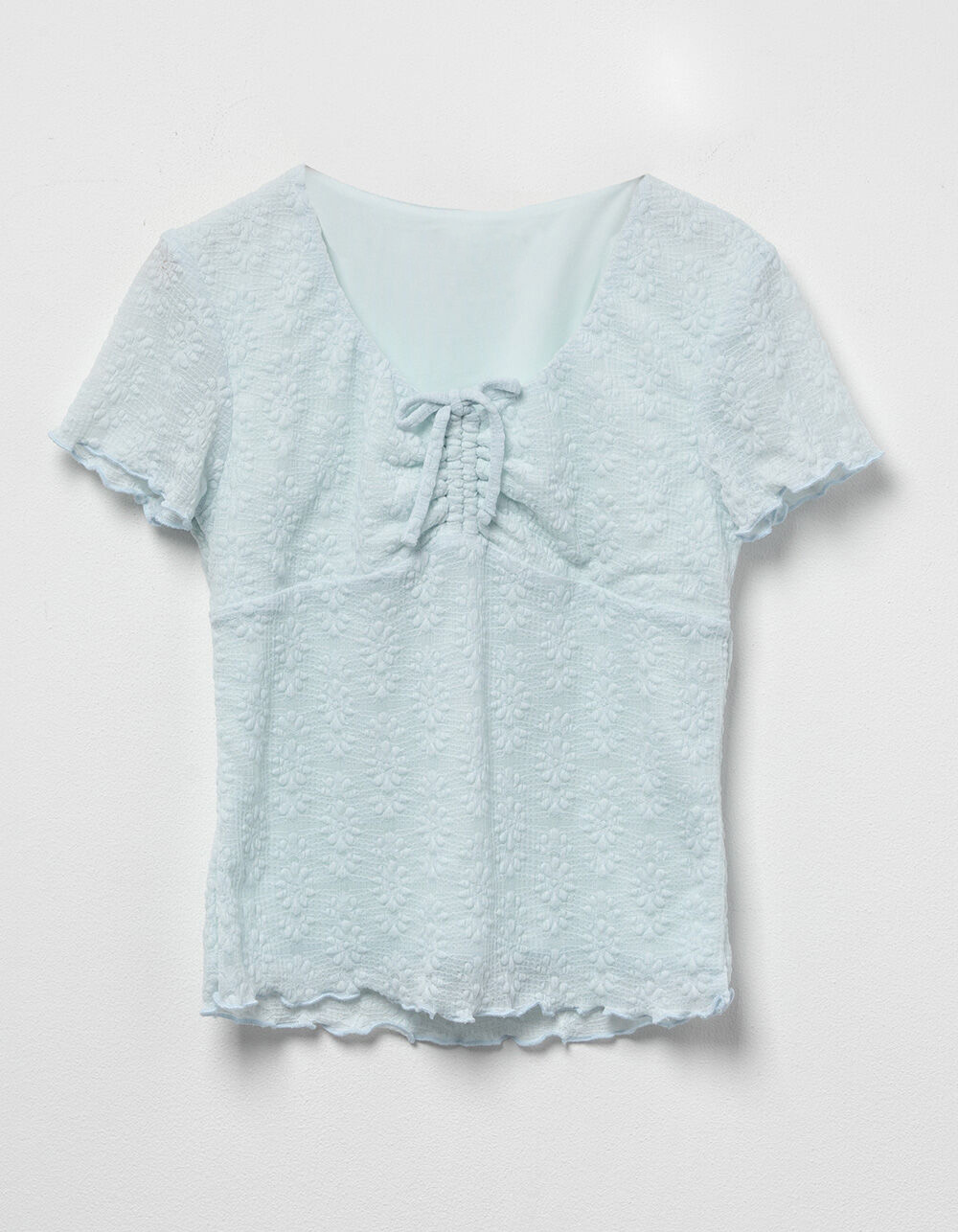 RSQ Lace Tie Front Girls Top - LIGHT BLUE | Tillys