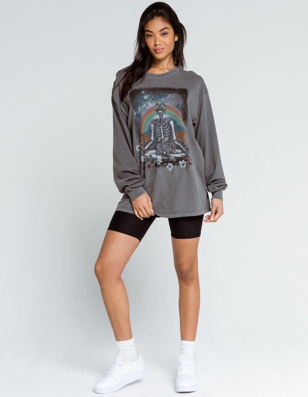 RSQ Skeleton Womens Oversized Tee - CHARCOAL | Tillys