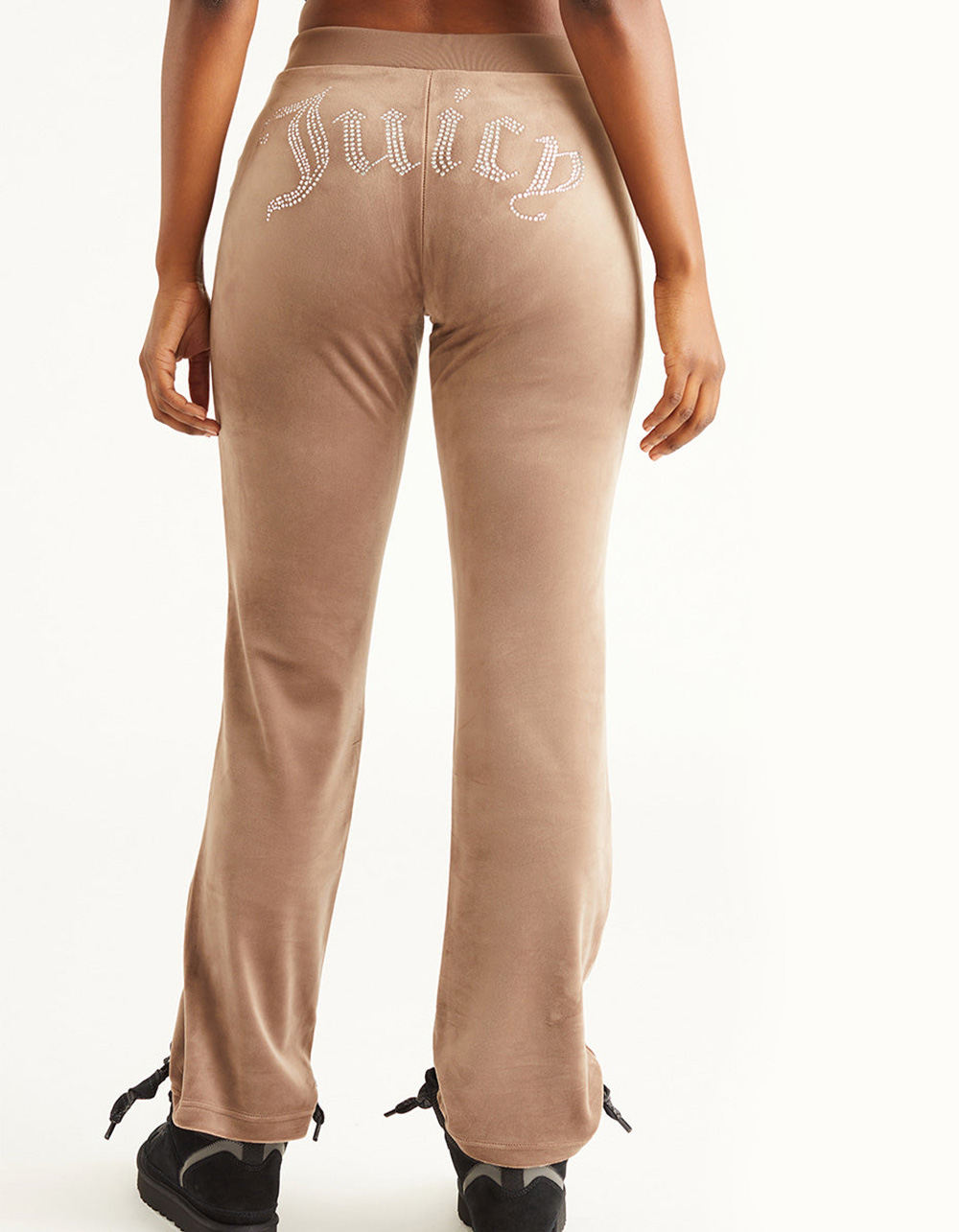 Shop Juicy Couture Big Bling Velour Track Pants J2FBV104-J8028 brown