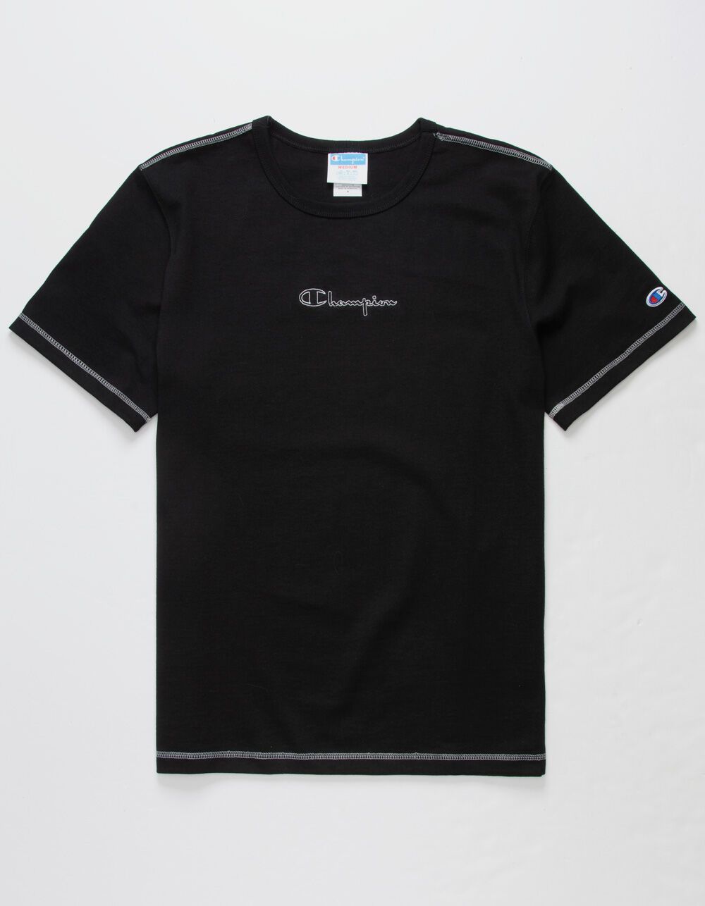 CHAMPION Script Outline Embroidered Mens T-Shirt - BLACK | Tillys
