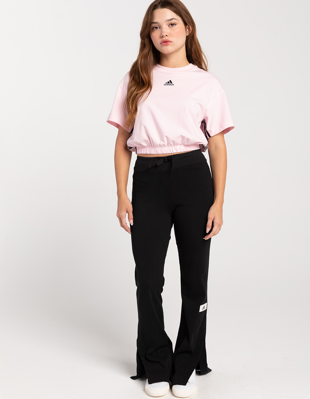 Womens Adidas Flared Leg Softshell Tracksuit Bottom Size 12-14uk Medium  Rare Vintage 00s Black With Pink Stripes 