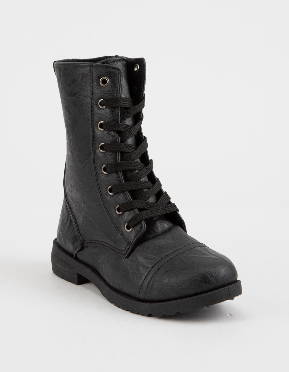 BLUE SUEDE SHOES Faux Leather Girls Combat Boots - BLACK | Tillys