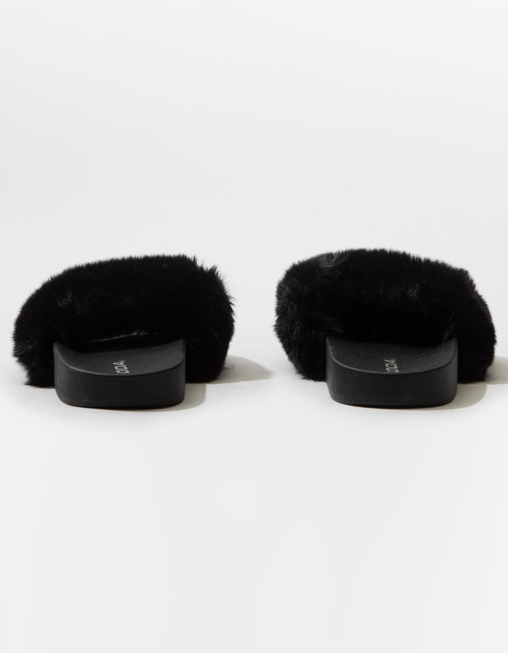 Black Faux Fur Slides | Black Slides with Faux Fur - Vhny 8M / Black