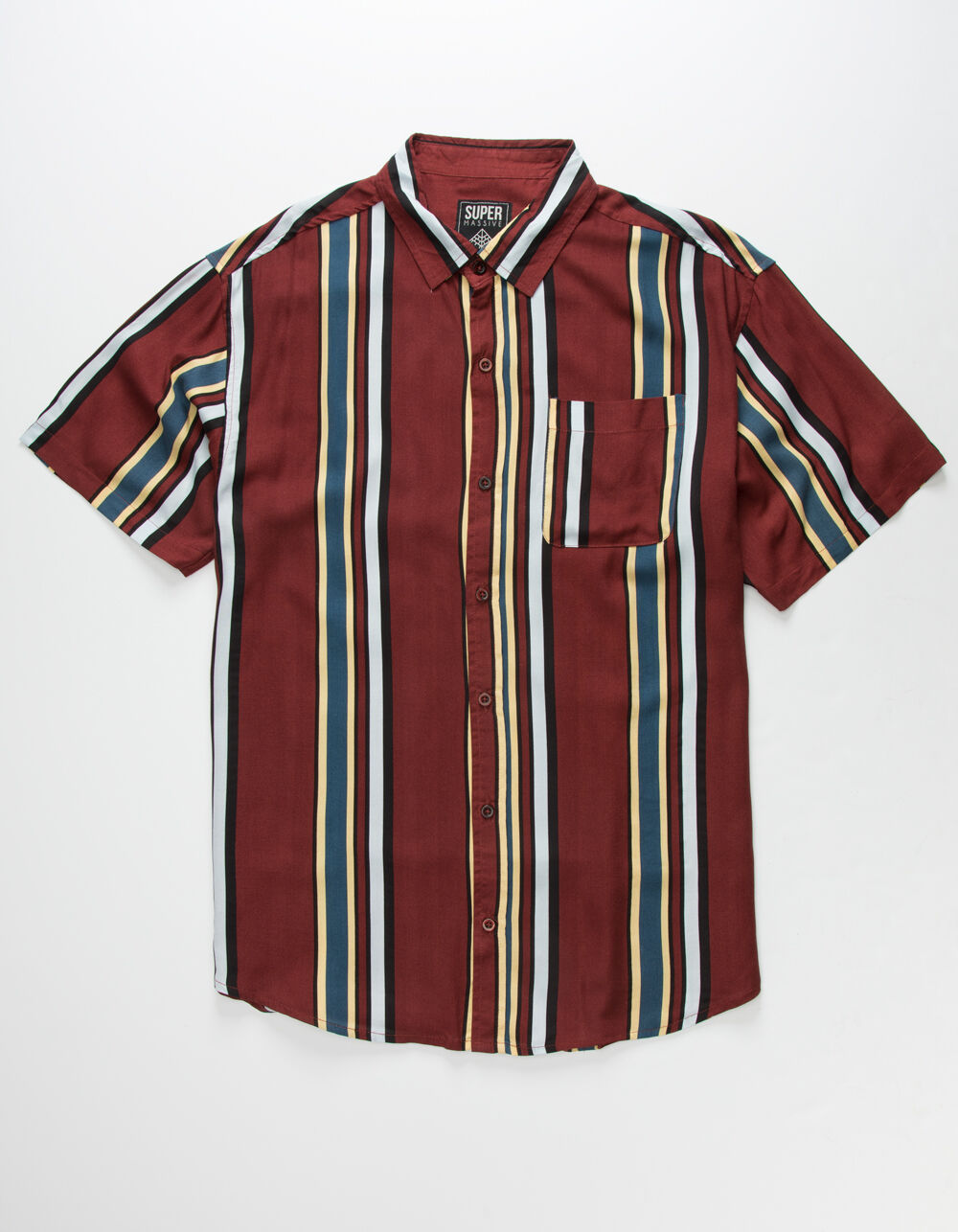 SUPER MASSIVE Stripe Mens Button-Up Shirt - MAROON | Tillys