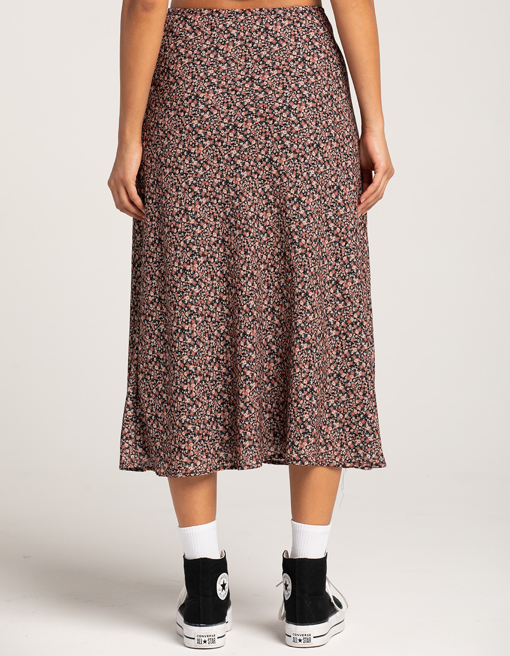 RSQ Womens Low Rise Ditsy Midi Skirt - BLACK COMBO | Tillys