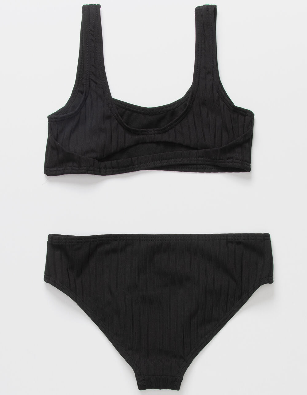 DAMSEL Ribbed Cutout Bralette Girls Bikini Set - BLACK | Tillys