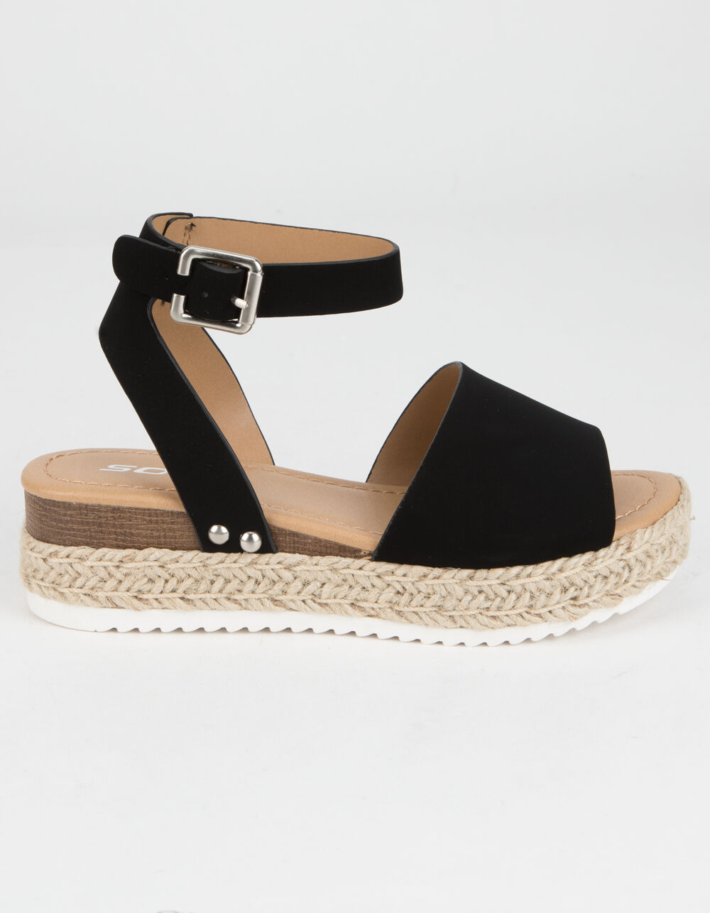 SODA Ankle Strap Girls Black Espadrille Flatform Sandals - BLACK | Tillys