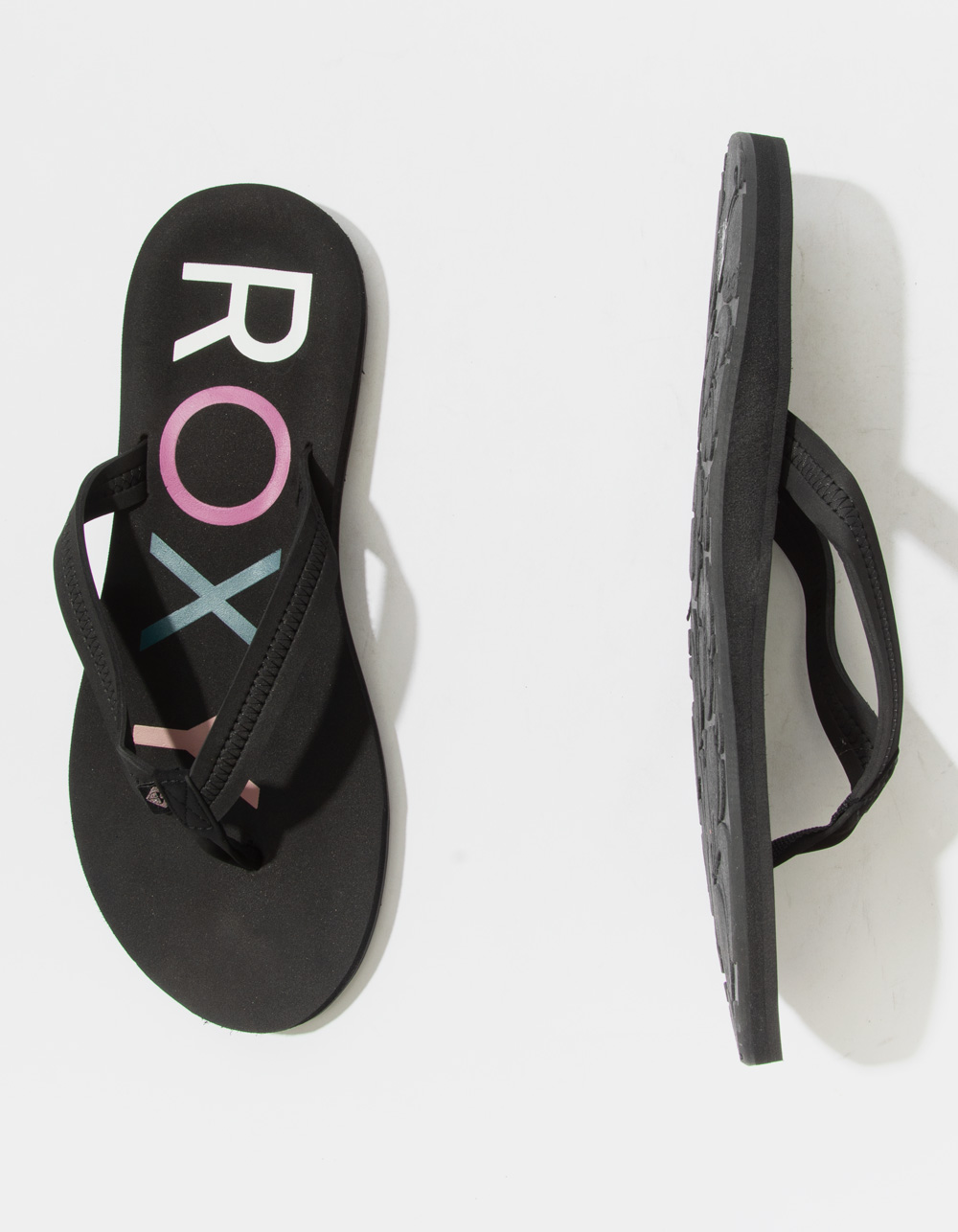 Roxy Womens Flip Flop Sandals Size 10 Black White Palm Design Dual Layer  Sole