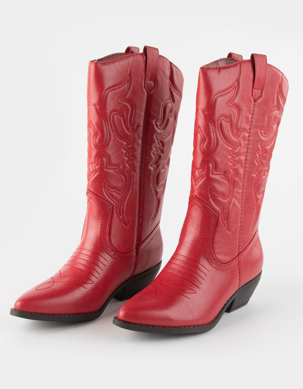 SODA Reno Womens Tall Cowboy Western Boots - RED