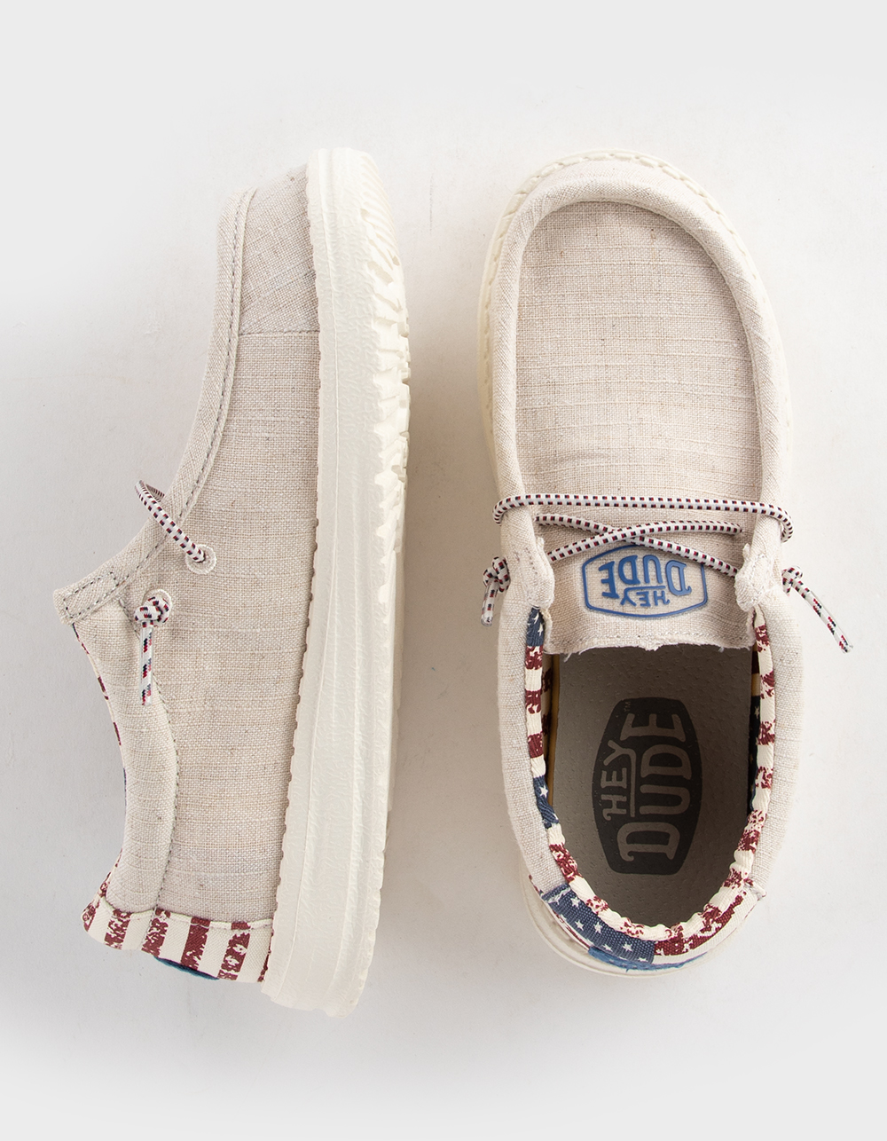 HEY DUDE Wally Youth Off White Patriotic Boys Shoes - OFF WHITE | Tillys