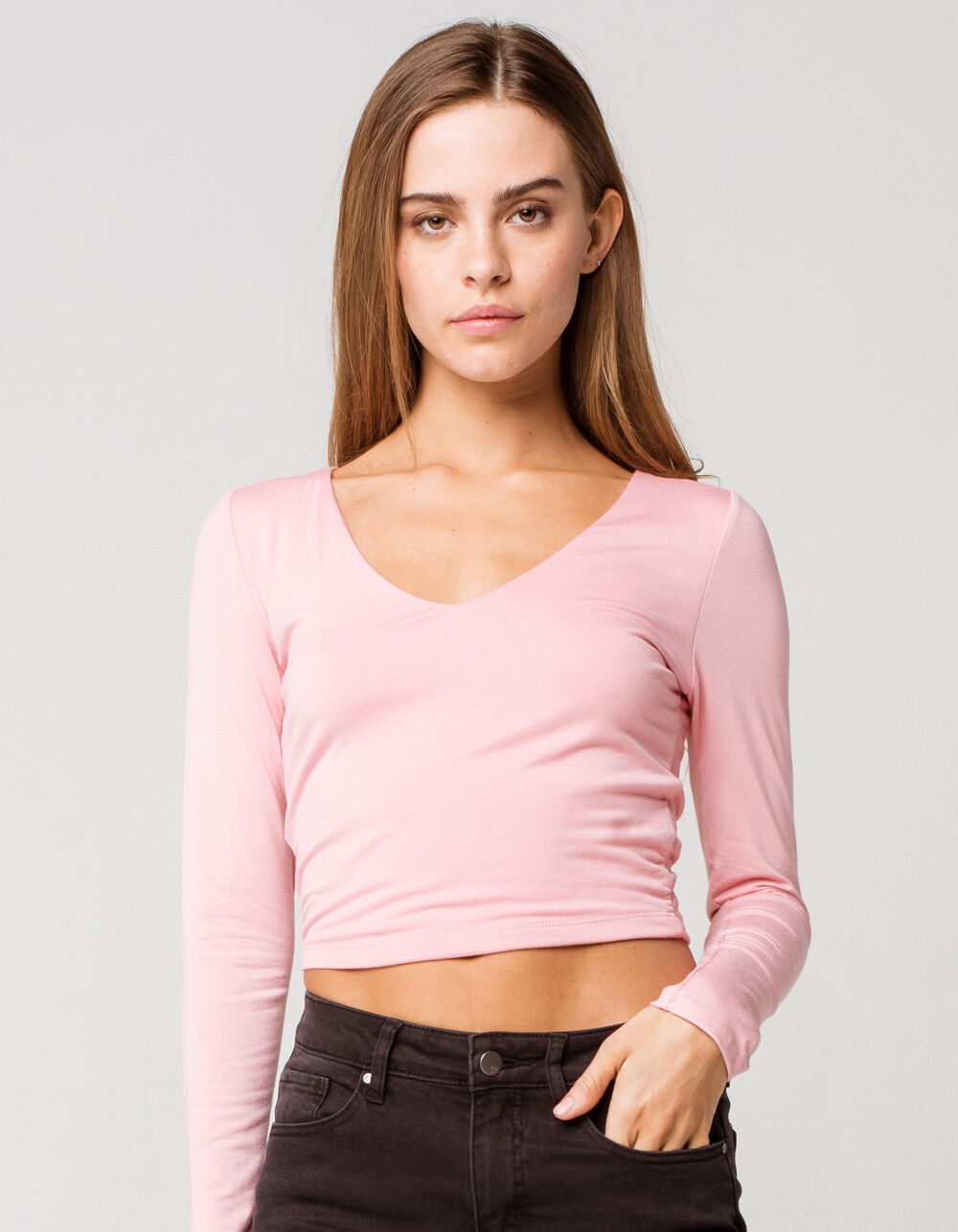 RSQ V-Neck Womens Dusty Pink Tee - DUSTY PINK | Tillys