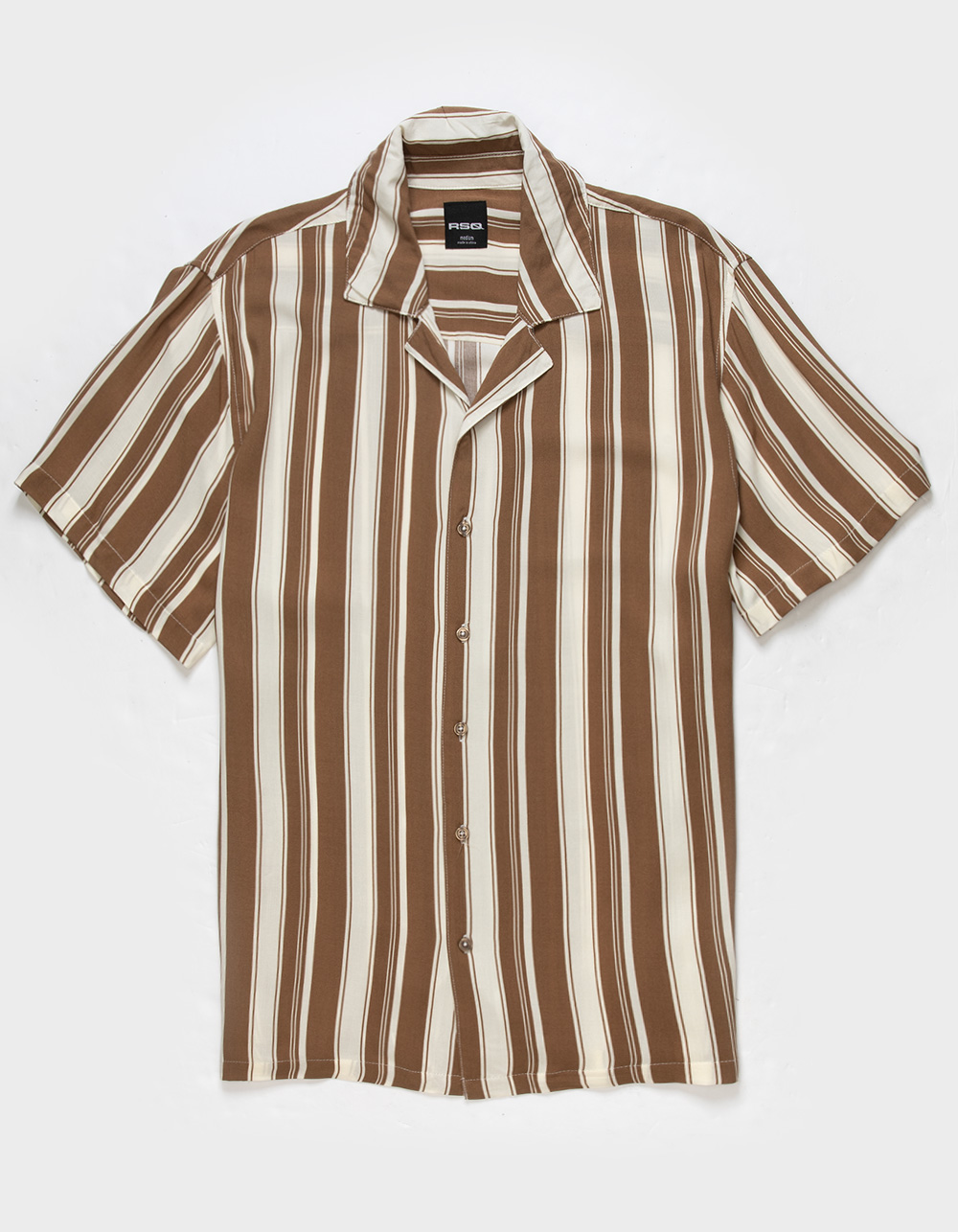 RSQ Mens Stripe Camp Shirt - BROWN | Tillys