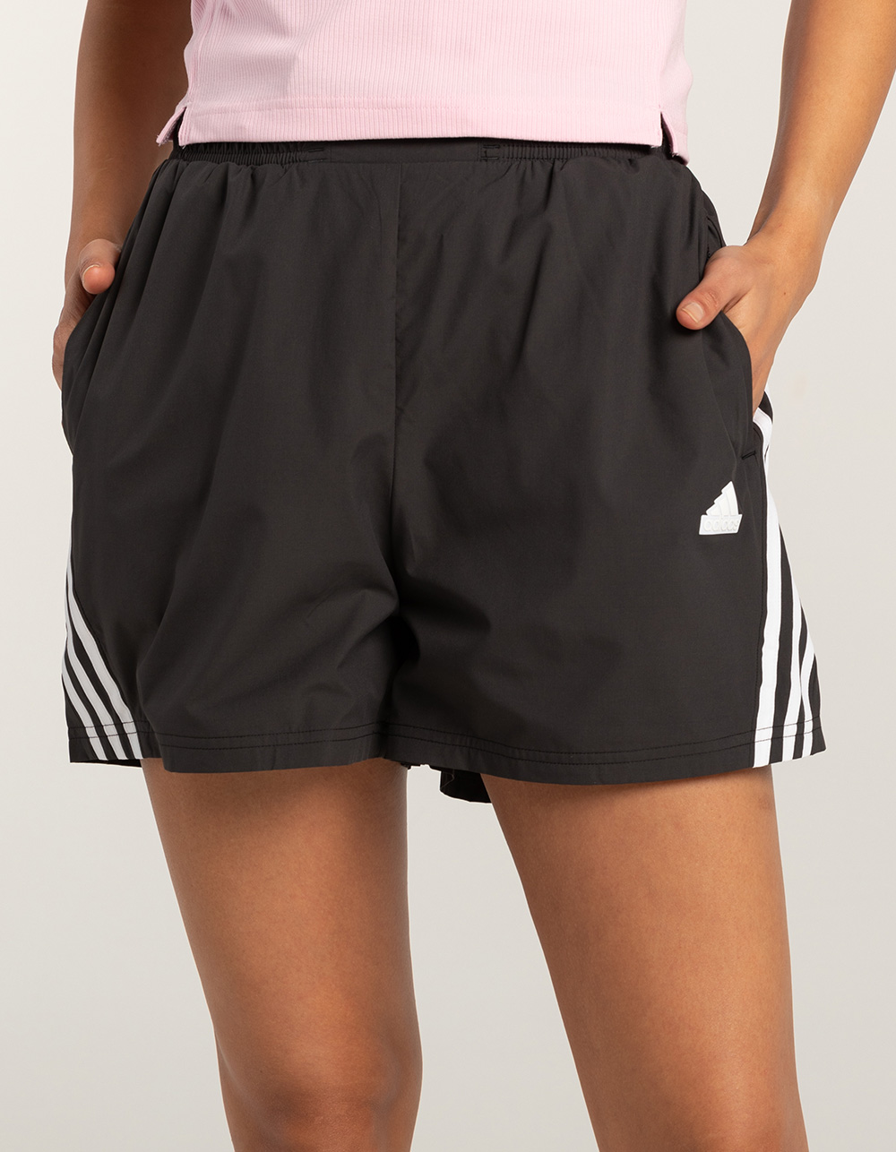 adidas Future Icons 3-Stripes Loose Cotton Shorts - Black