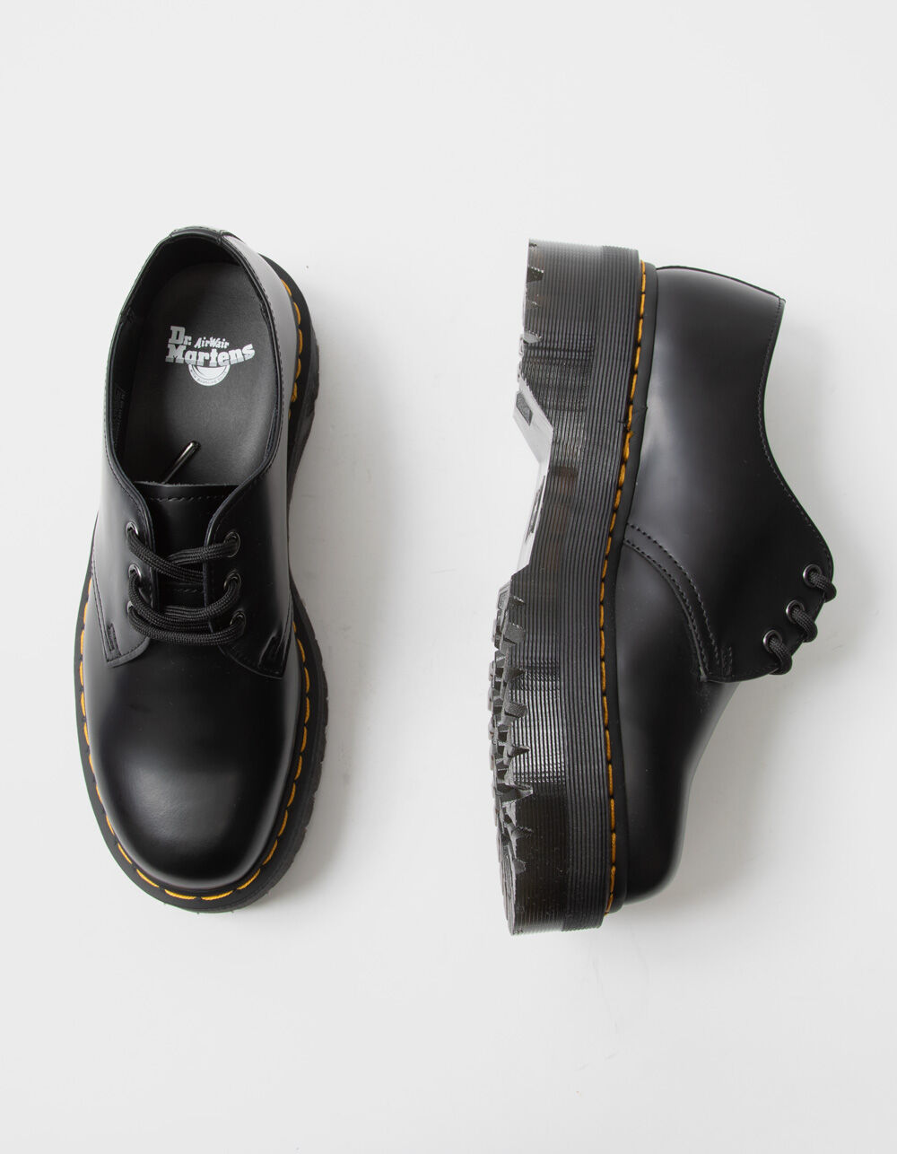 DR. MARTENS 1461 Quad Smooth Leather Womens Platform Shoes - BLACK