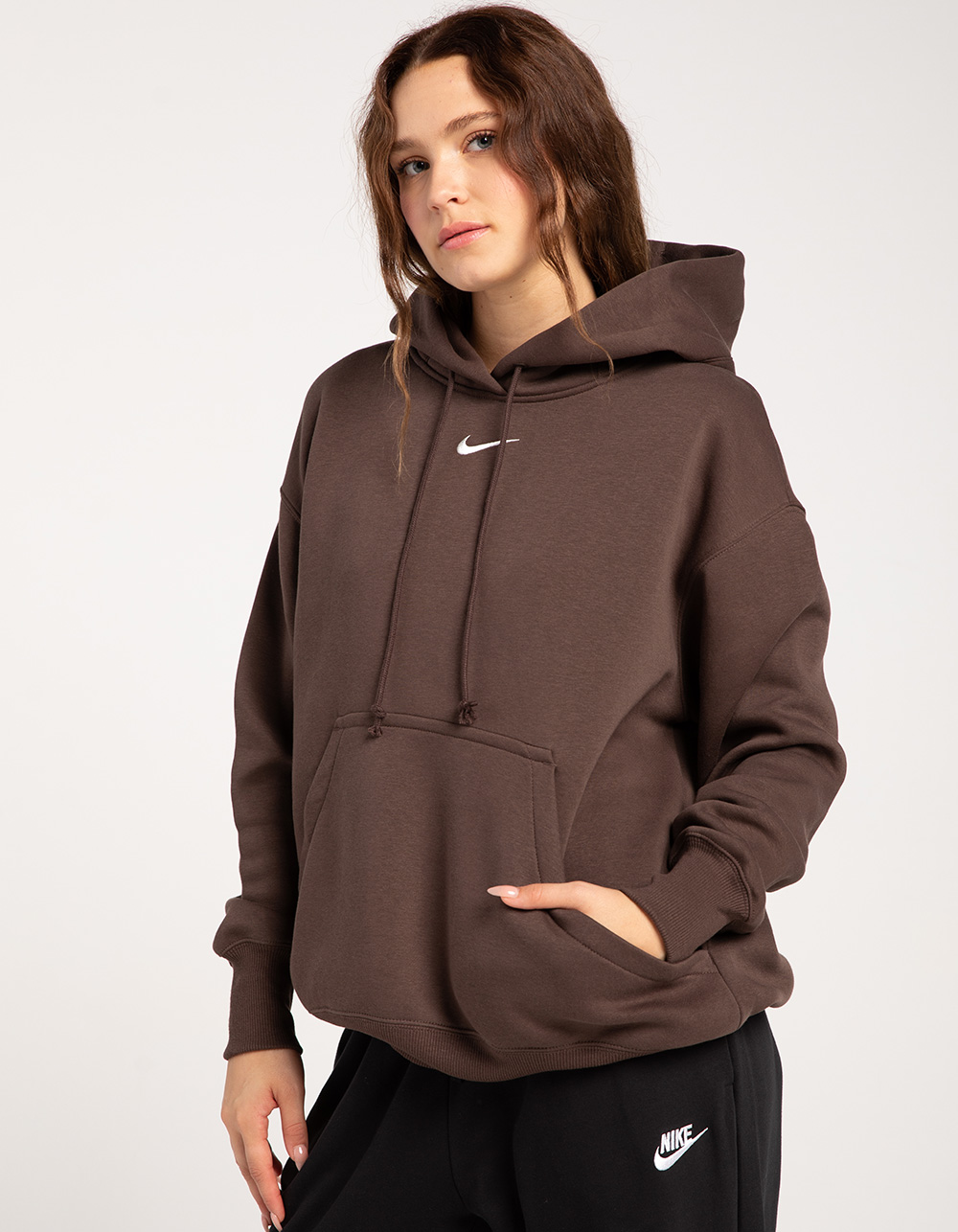 felpa cappuccio donna w sportswear phoenix fleece oversized pullover hoodie  AMBER BROWN/SAIL