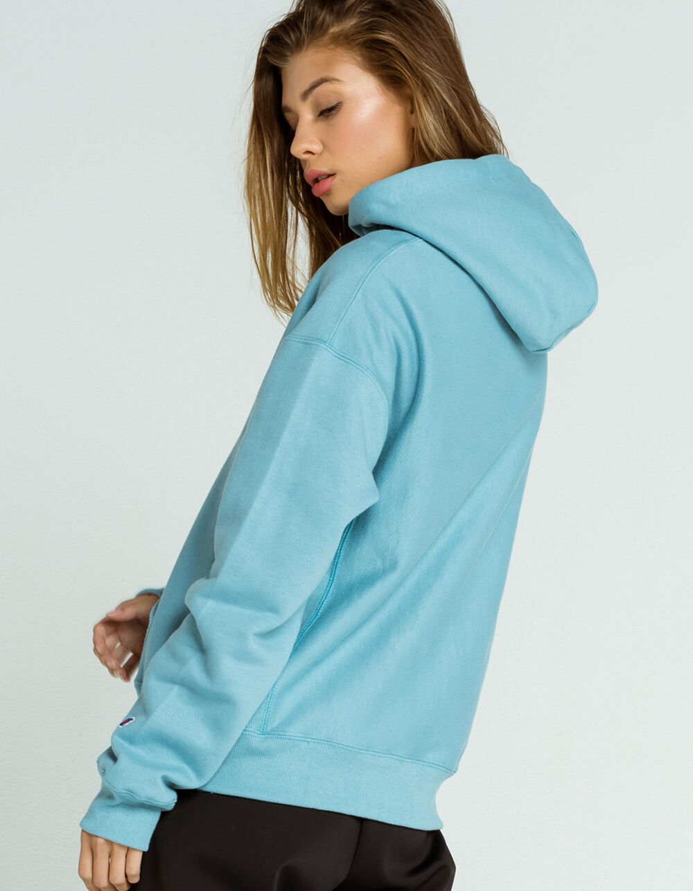 CHAMPION Reverse Weave Embroidered Womens Blue Hoodie - LTBLU | Tillys