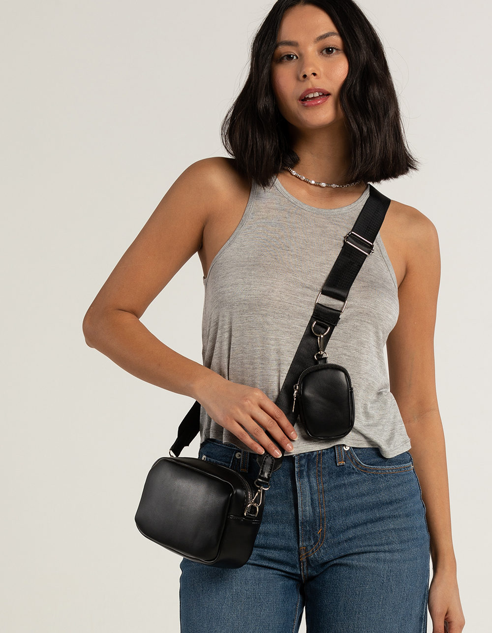 Smooth Double Pouch Crossbody Bag - BLACK | Tillys