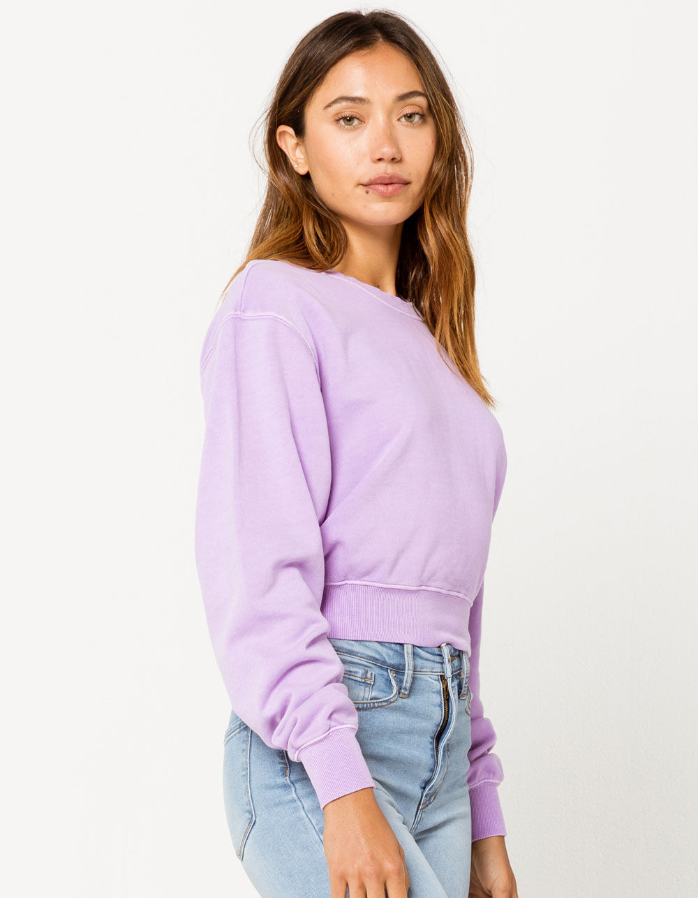 FULL TILT Lavender Womens Crop Sweatshirt - LAVENDER | Tillys