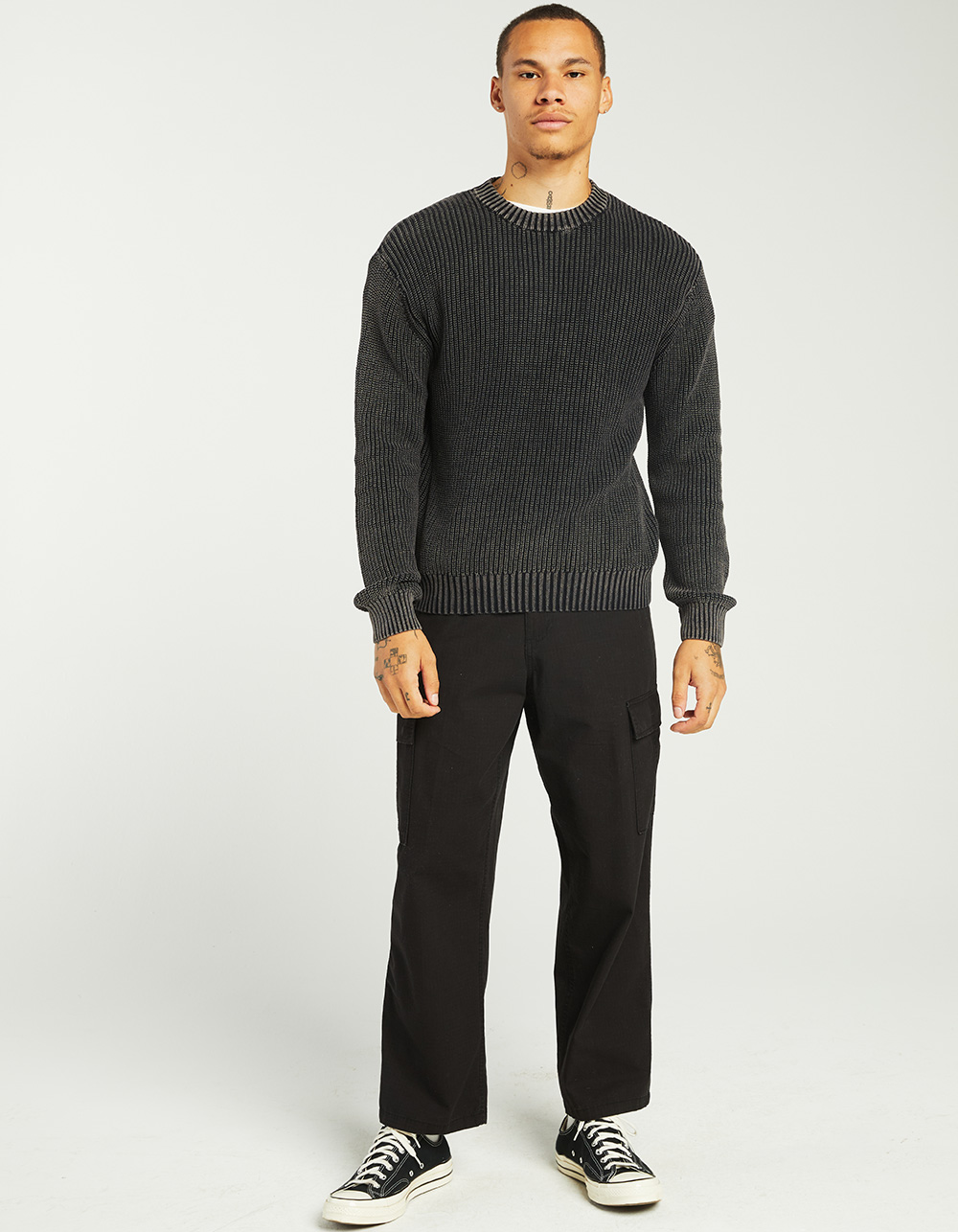 RSQ Mens Washed Sweater - BLACK