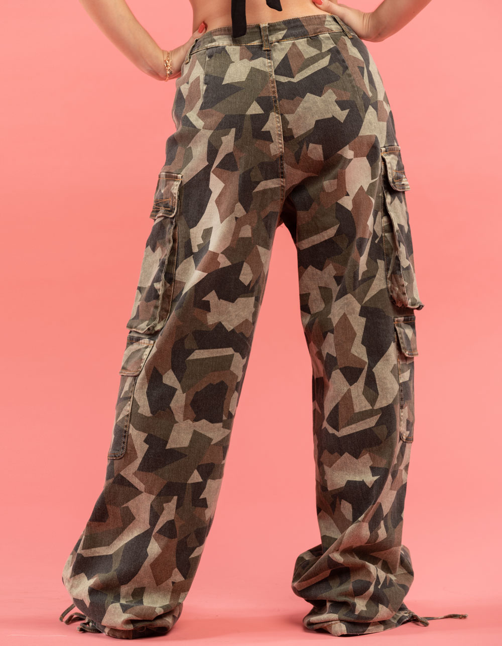 Jwzuy Women's Tie Dye Camo Cargo Pants High Waisted Straight Leg Pants with Pockets Camouflage L, Size: Large, Green