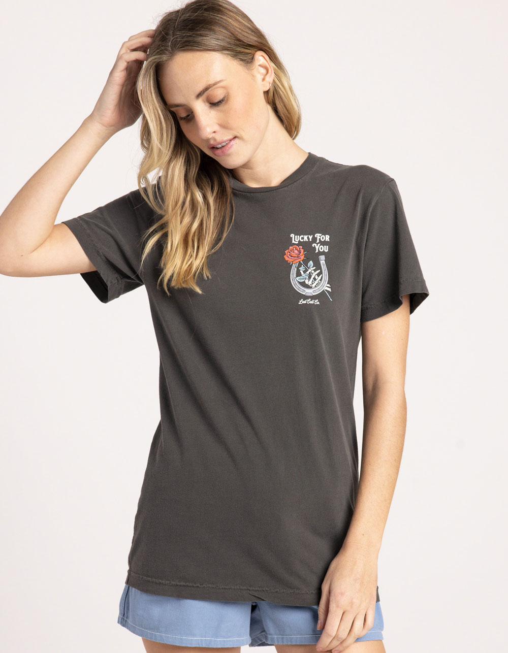 LAST CALL CO. Lucky For You Womens Tee - OFF-BLACK | Tillys