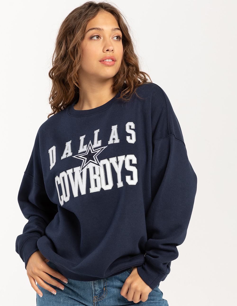NFL Dallas Cowboys Embroidered Womens Crewneck Sweatshirt - NAVY