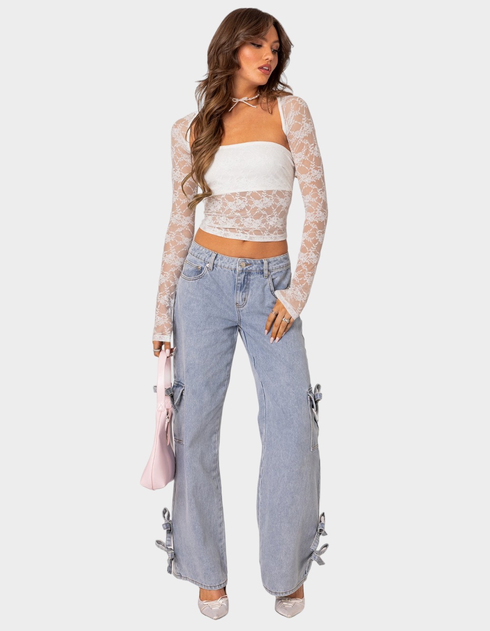 EDIKTED Addison Sheer Lace Top - Piece Tillys Two WHITE 