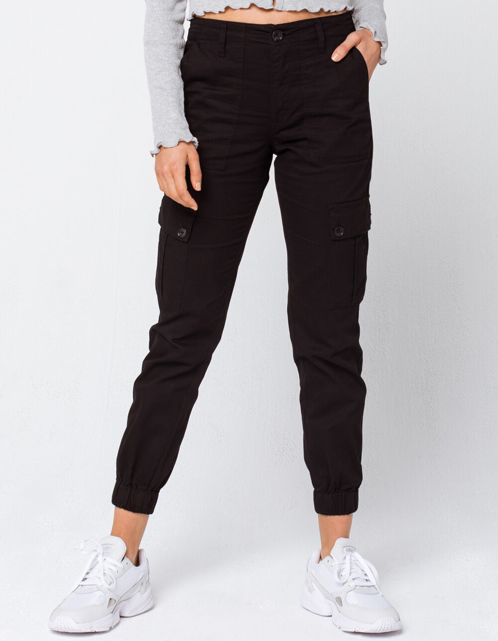 SKY AND SPARROW Twill Womens Black Cargo Pants - BLACK | Tillys