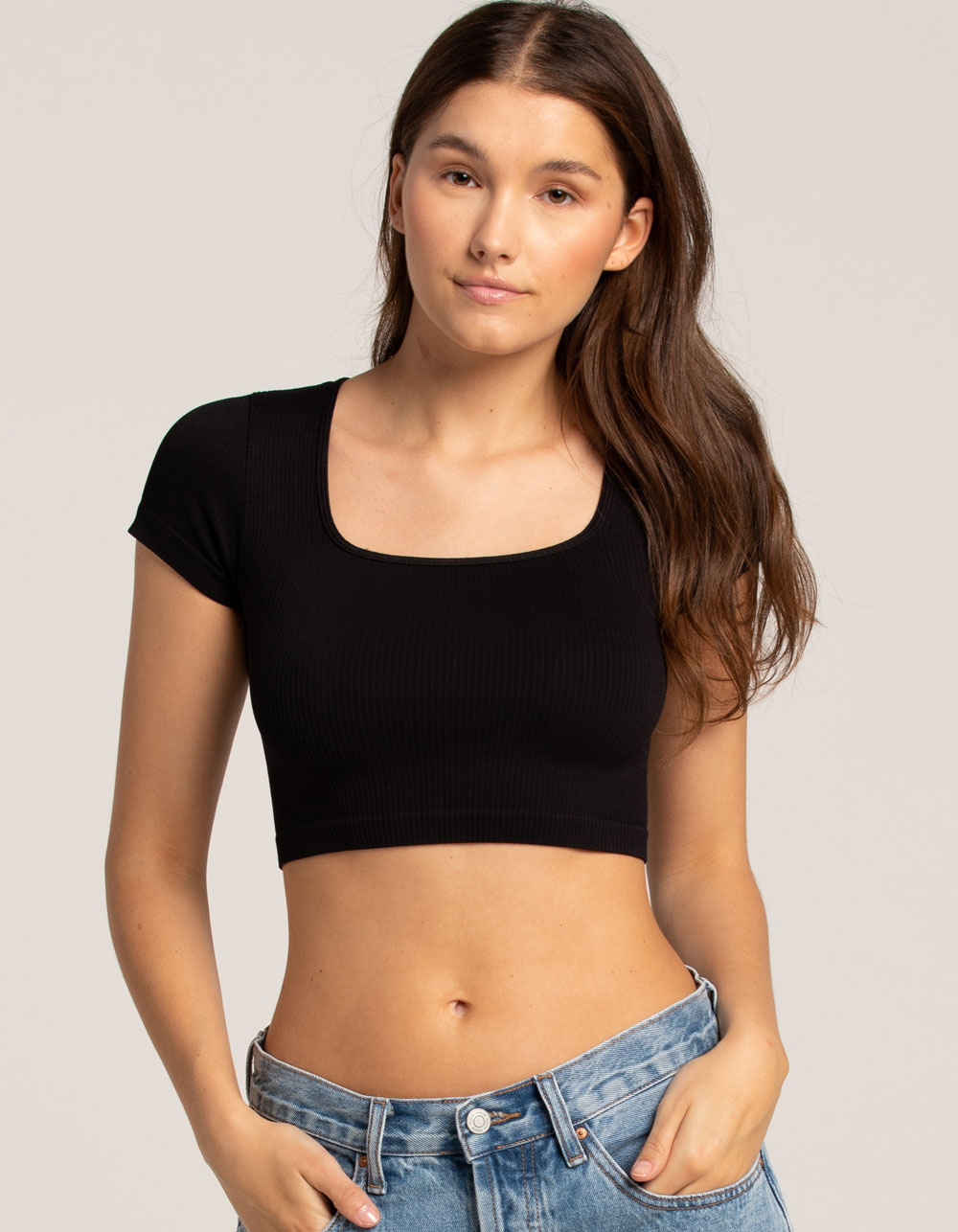 Women's Seamless Square Neck Crop Tank Top - All In Motion™ Black Xl :  Target