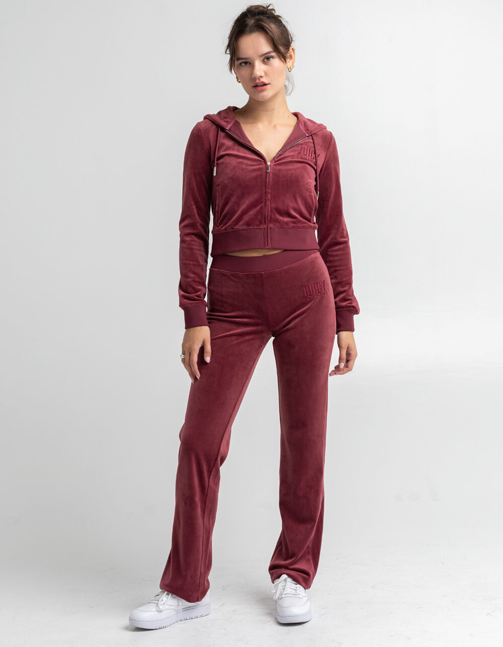 JUICY COUTURE Classic Womens Velour Hoodie - WINE | Tillys