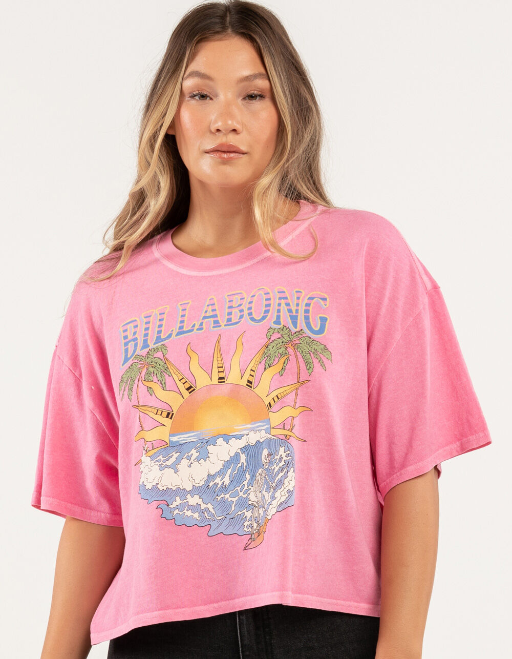 BILLABONG Surf Tour Womens Crop Tee - FLAMINGO | Tillys