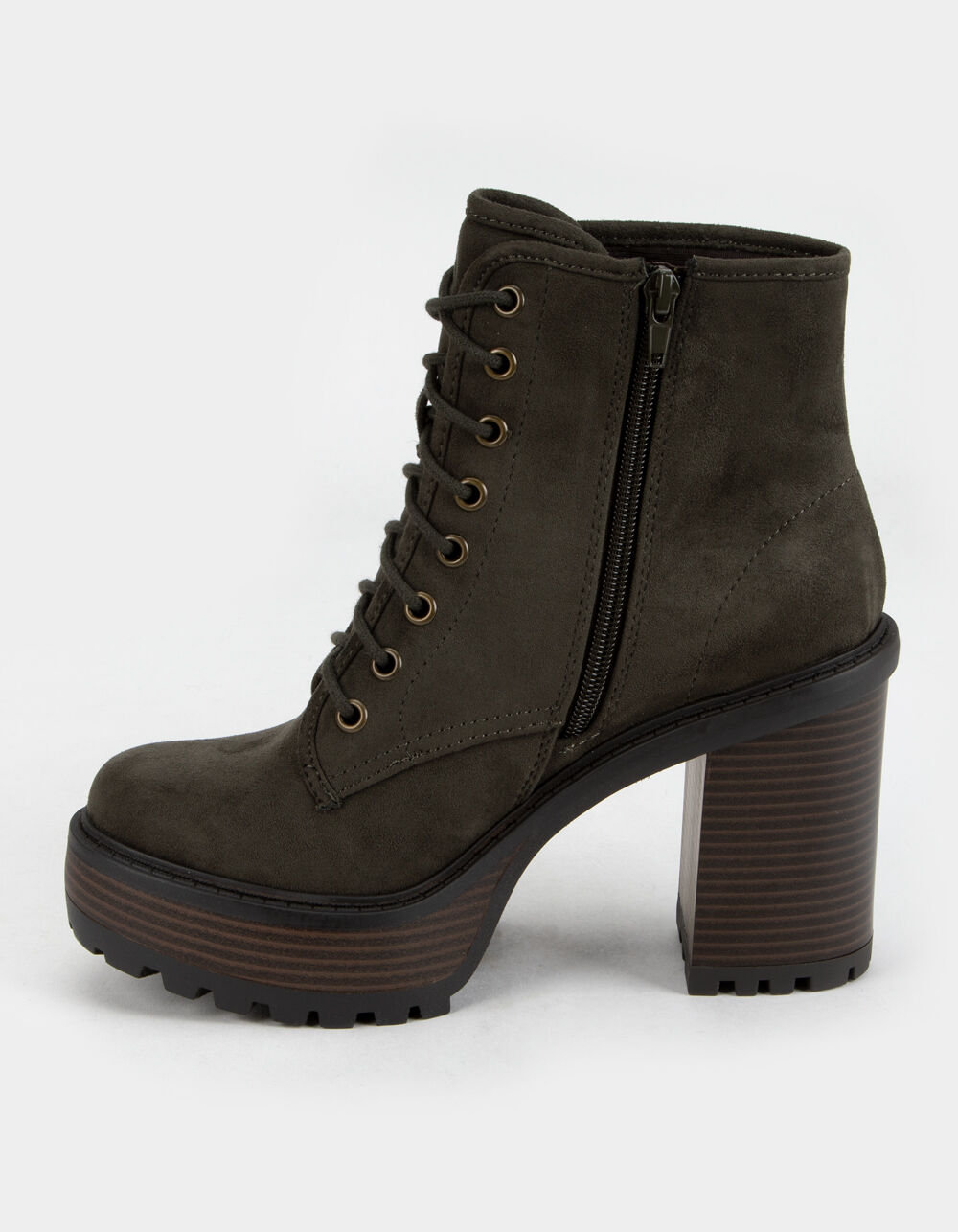 SODA Lace Up Womens Platform Booties - OLIVE | Tillys