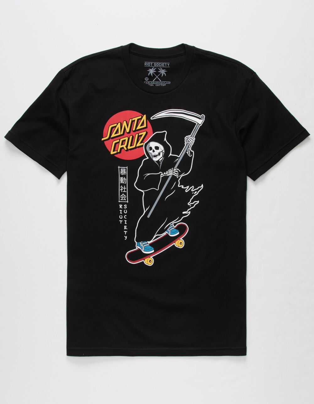 RIOT SOCIETY x Santa Cruz Reaper Skate Mens T-Shirt - BLACK | Tillys