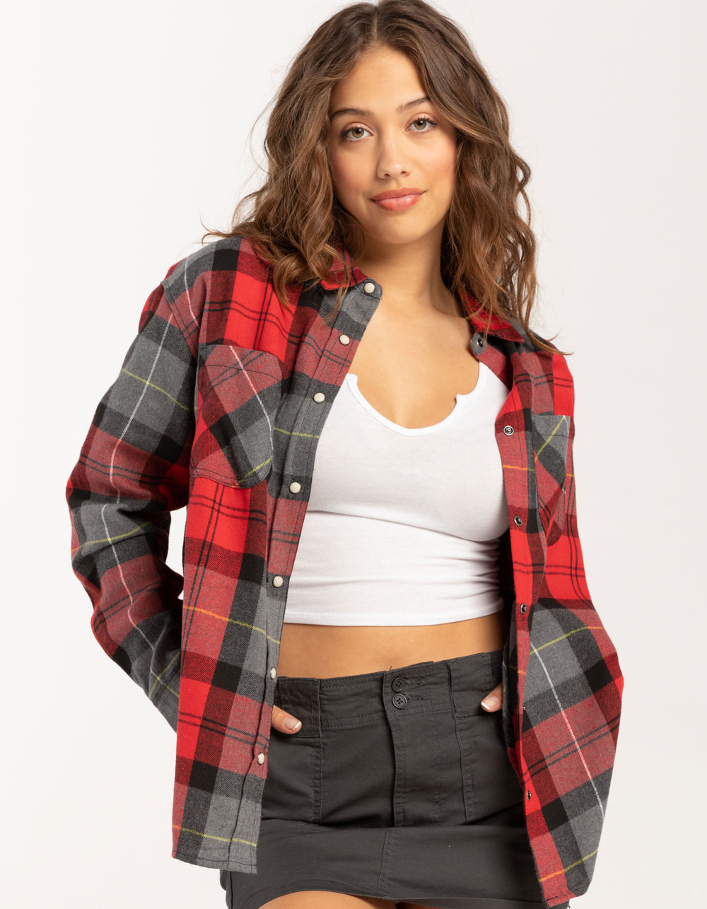 RSQ Womens Basic Flannel - RED COMBO | Tillys